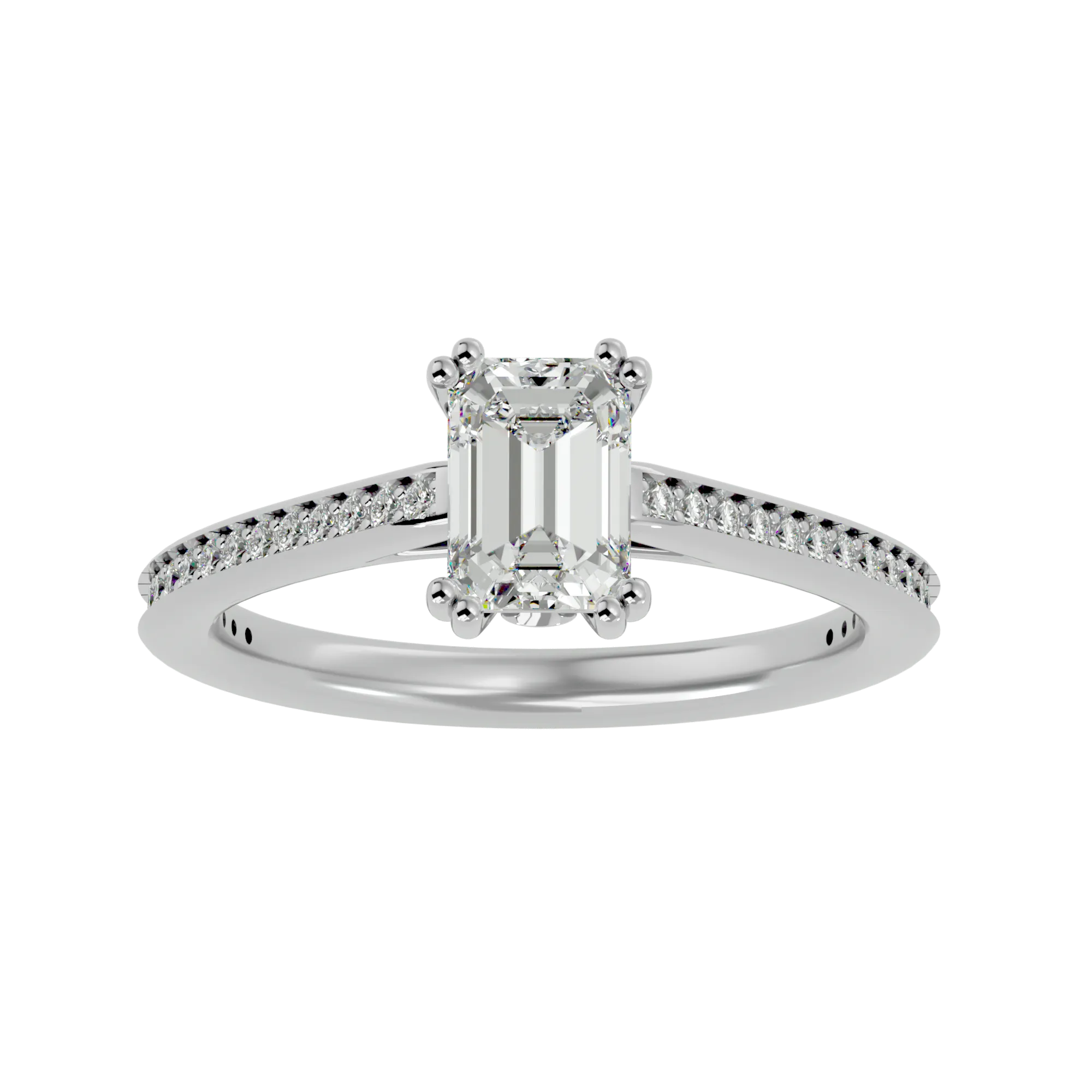 1 1/2 ctw Emerald-Cut Lab Grown Diamond Side Stone Engagement Ring
