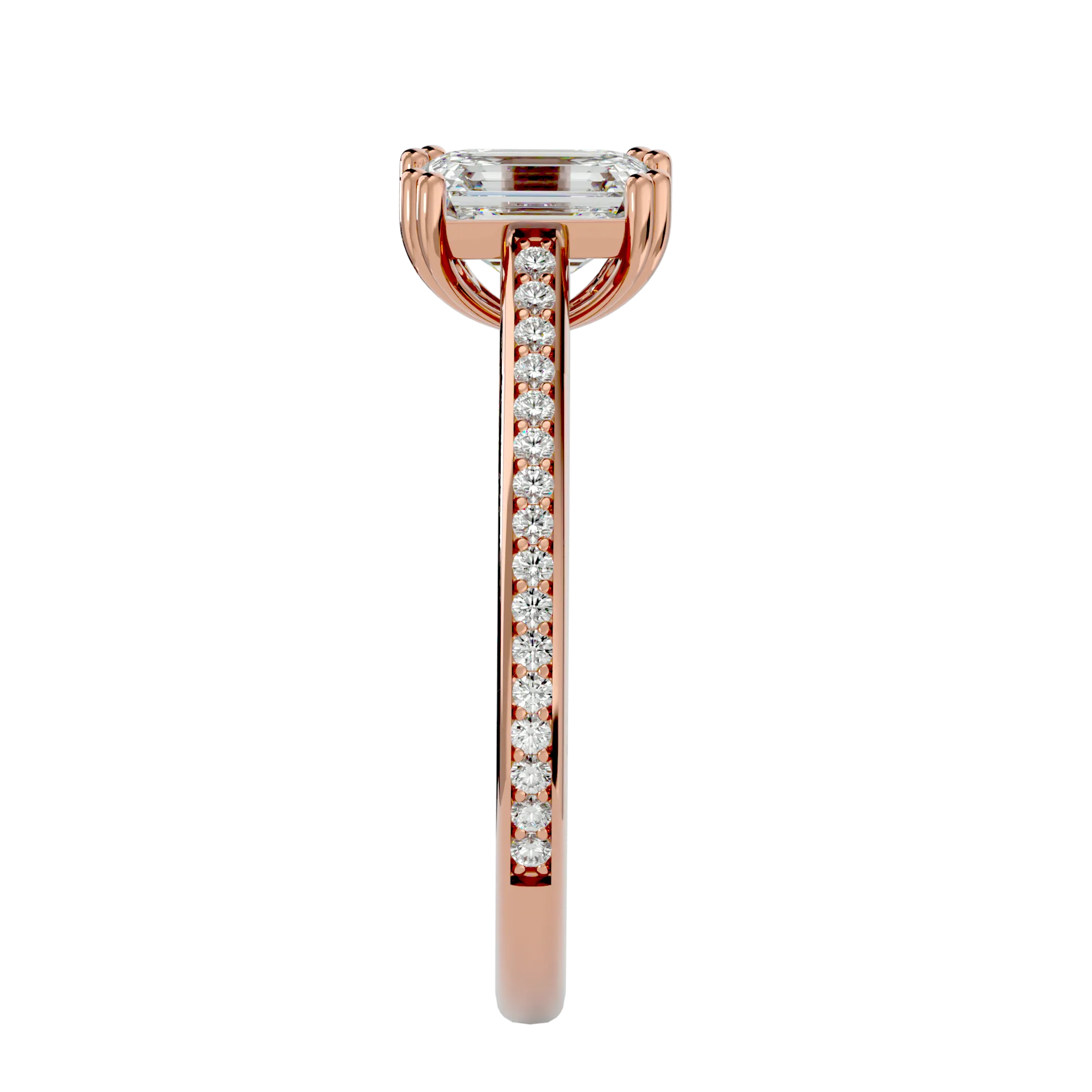 1 1/2 ctw Emerald-Cut Lab Grown Diamond Side Stone Engagement Ring