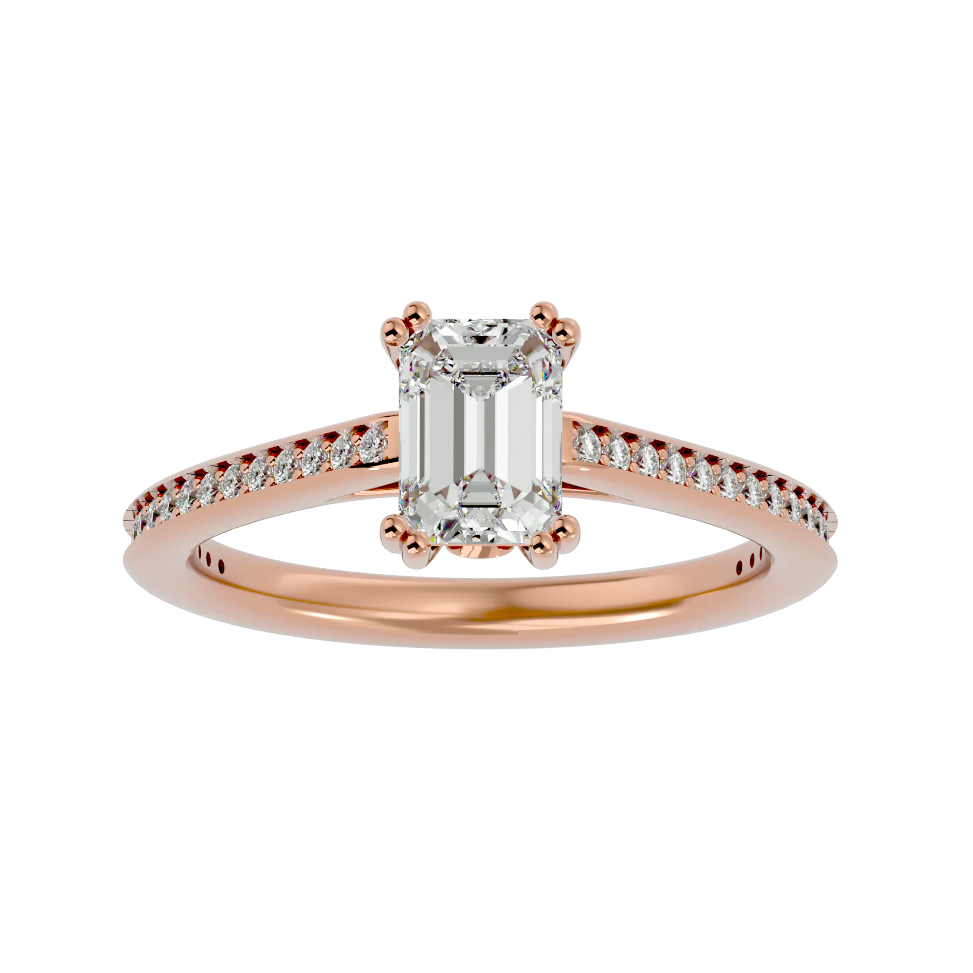 1 1/2 ctw Emerald-Cut Lab Grown Diamond Side Stone Engagement Ring