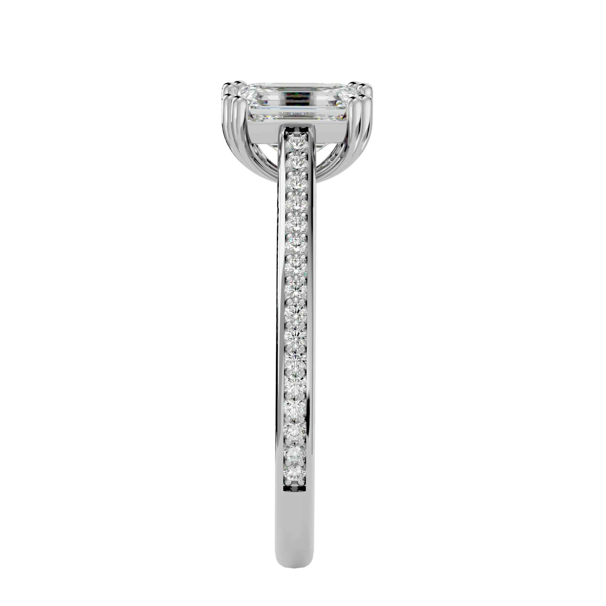 1 1/2 ctw Emerald-Cut Lab Grown Diamond Side Stone Engagement Ring