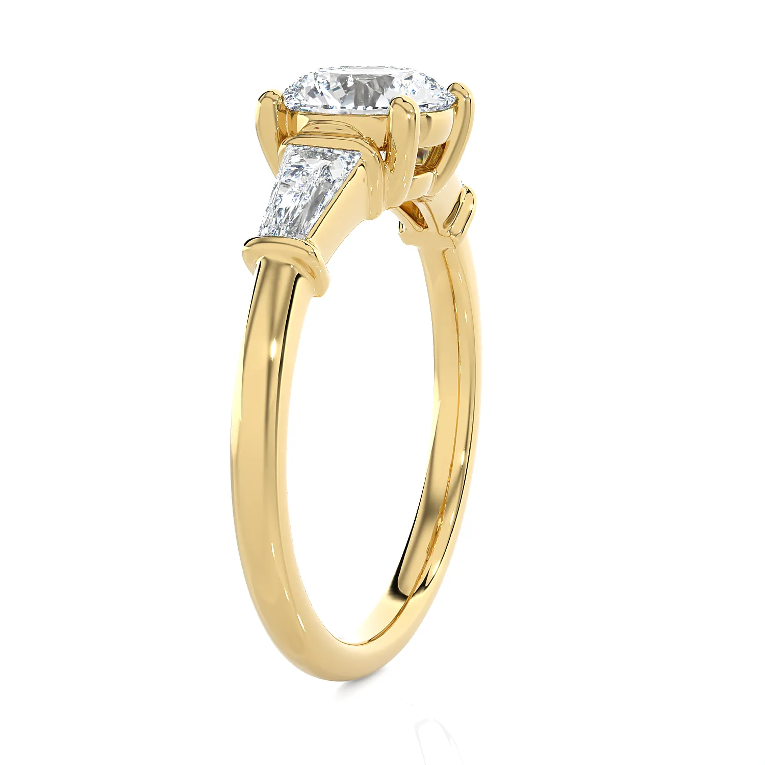 1 3/4 ctw Round with Tapered Baguette Three Stone Lab Grown Diamond Ring