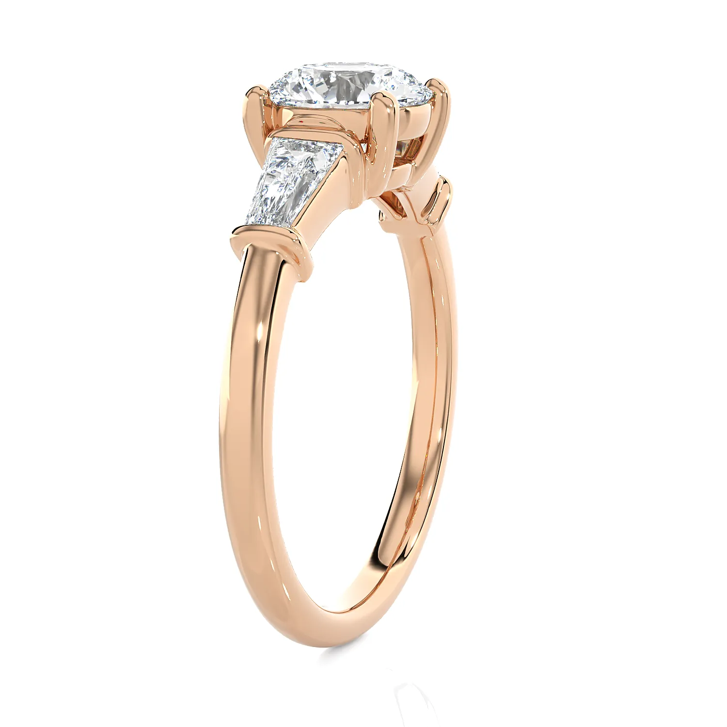 1 3/4 ctw Round with Tapered Baguette Three Stone Lab Grown Diamond Ring
