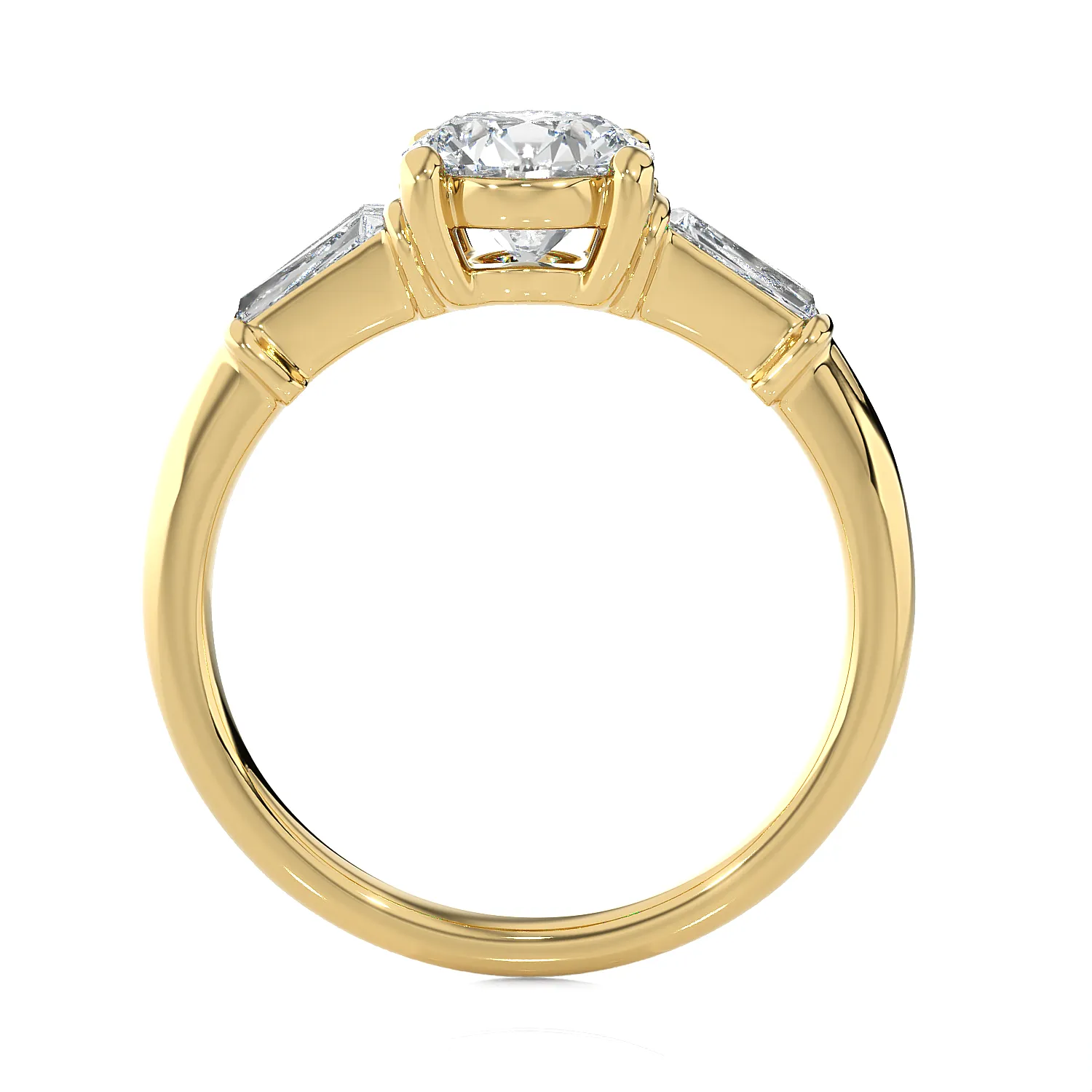 1 3/4 ctw Round with Tapered Baguette Three Stone Lab Grown Diamond Ring