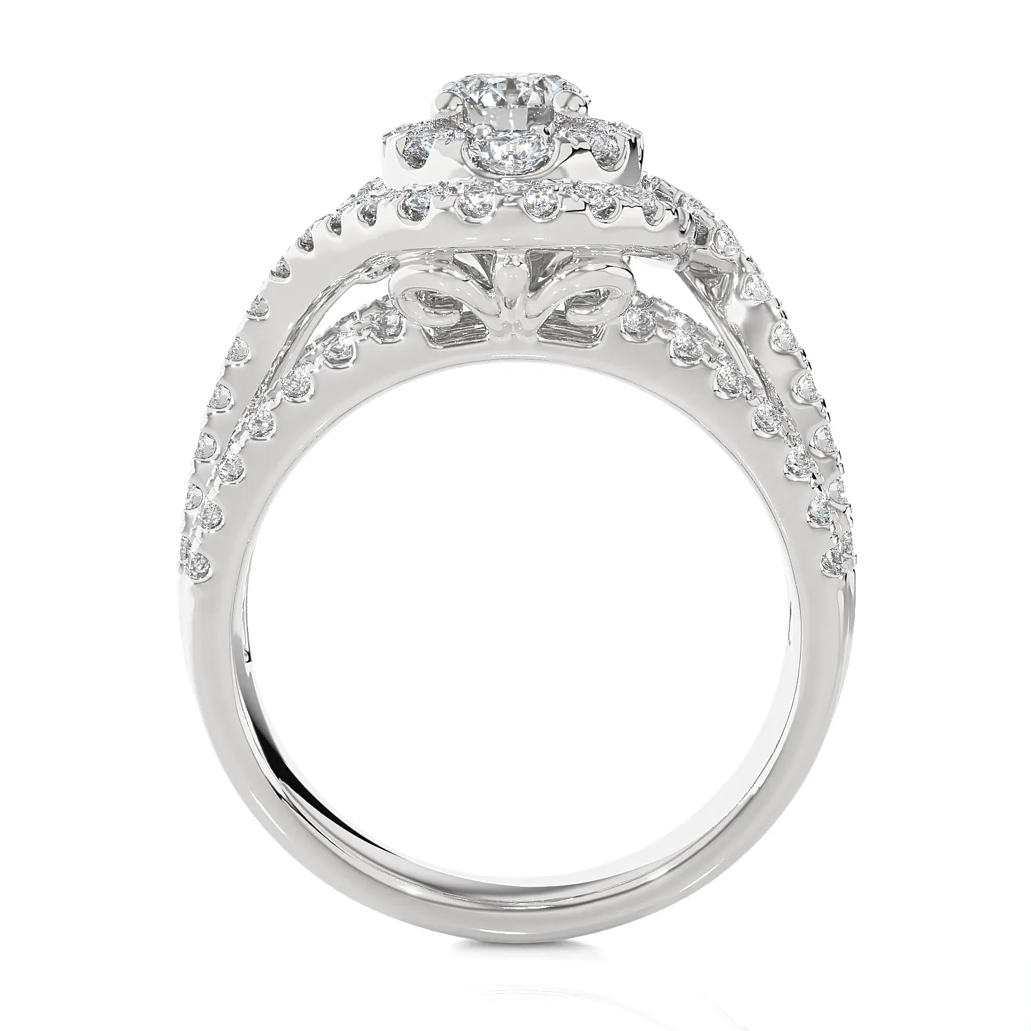 1 5/8 ctw Oval Lab Grown Diamond Halo Engagement Ring