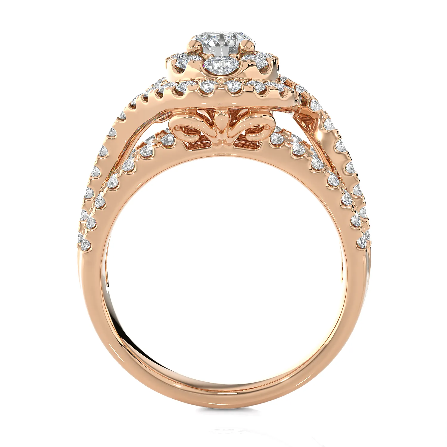 1 5/8 ctw Oval Lab Grown Diamond Halo Engagement Ring