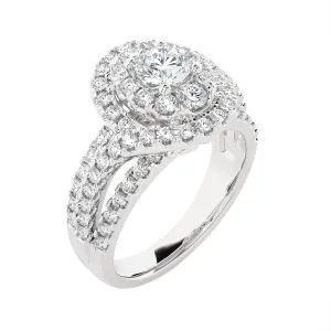 1 5/8 ctw Oval Lab Grown Diamond Halo Engagement Ring