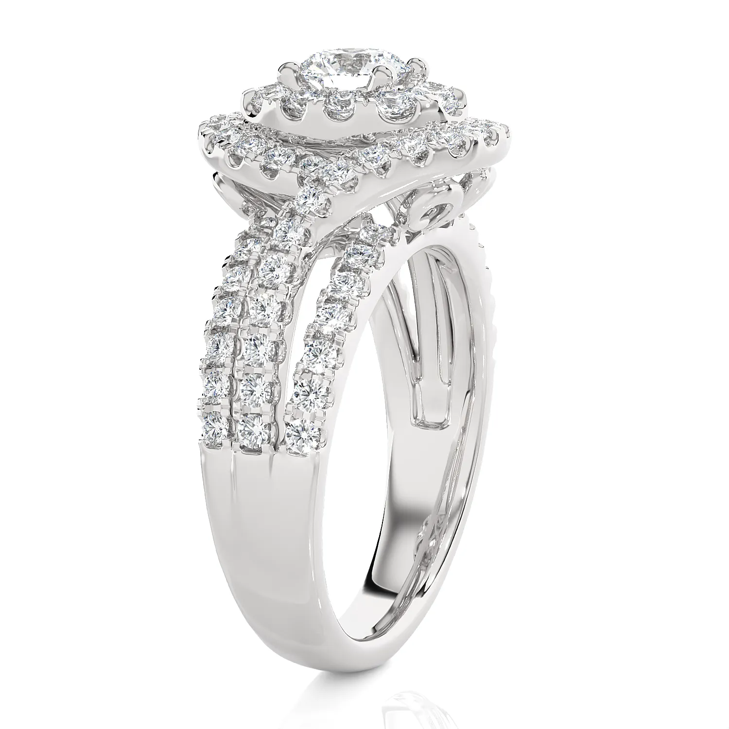 1 5/8 ctw Oval Lab Grown Diamond Halo Engagement Ring