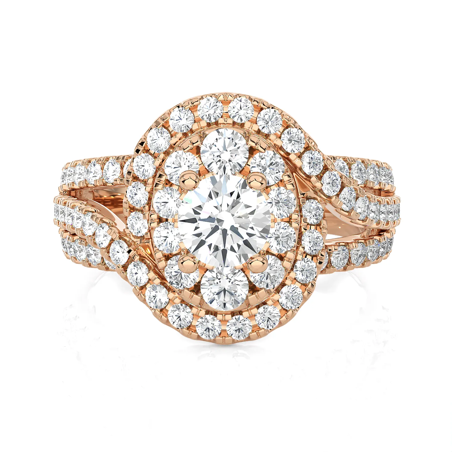 1 5/8 ctw Oval Lab Grown Diamond Halo Engagement Ring