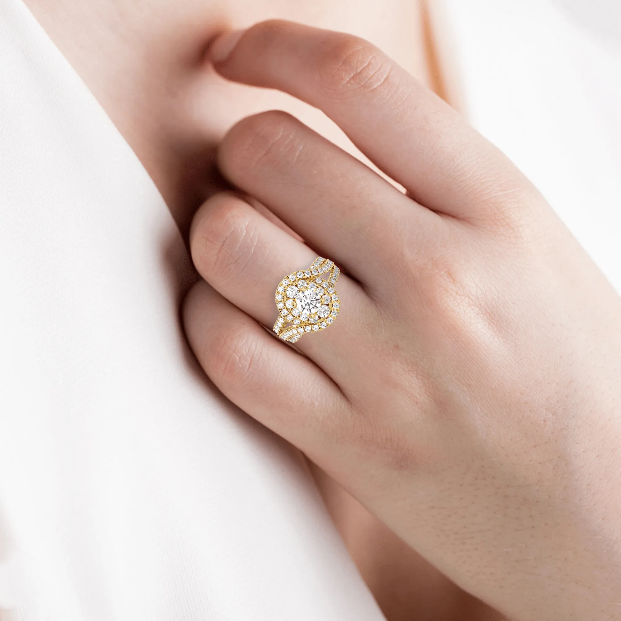 1 5/8 ctw Oval Lab Grown Diamond Halo Engagement Ring