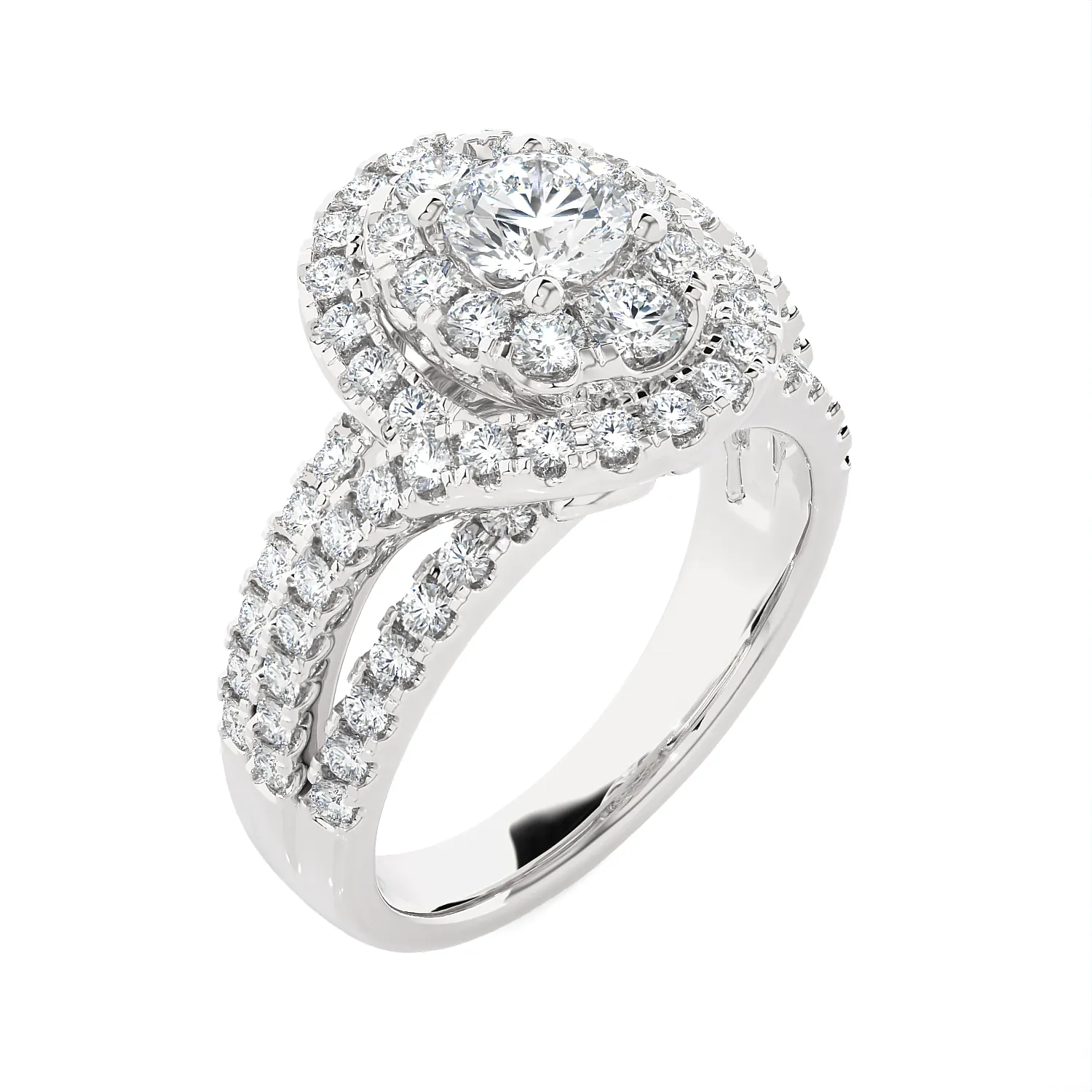 1 5/8 ctw Oval Lab Grown Diamond Halo Engagement Ring