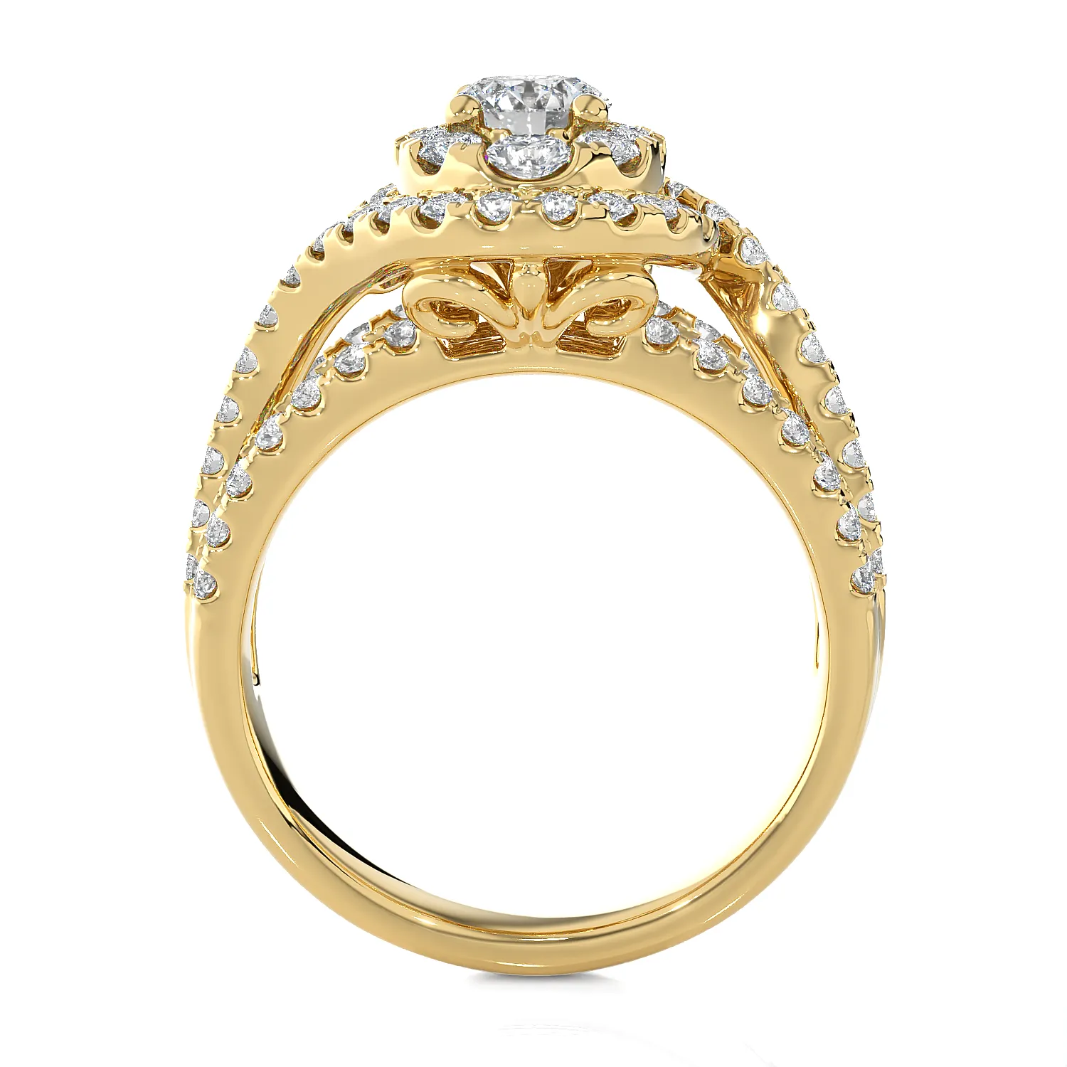 1 5/8 ctw Oval Lab Grown Diamond Halo Engagement Ring