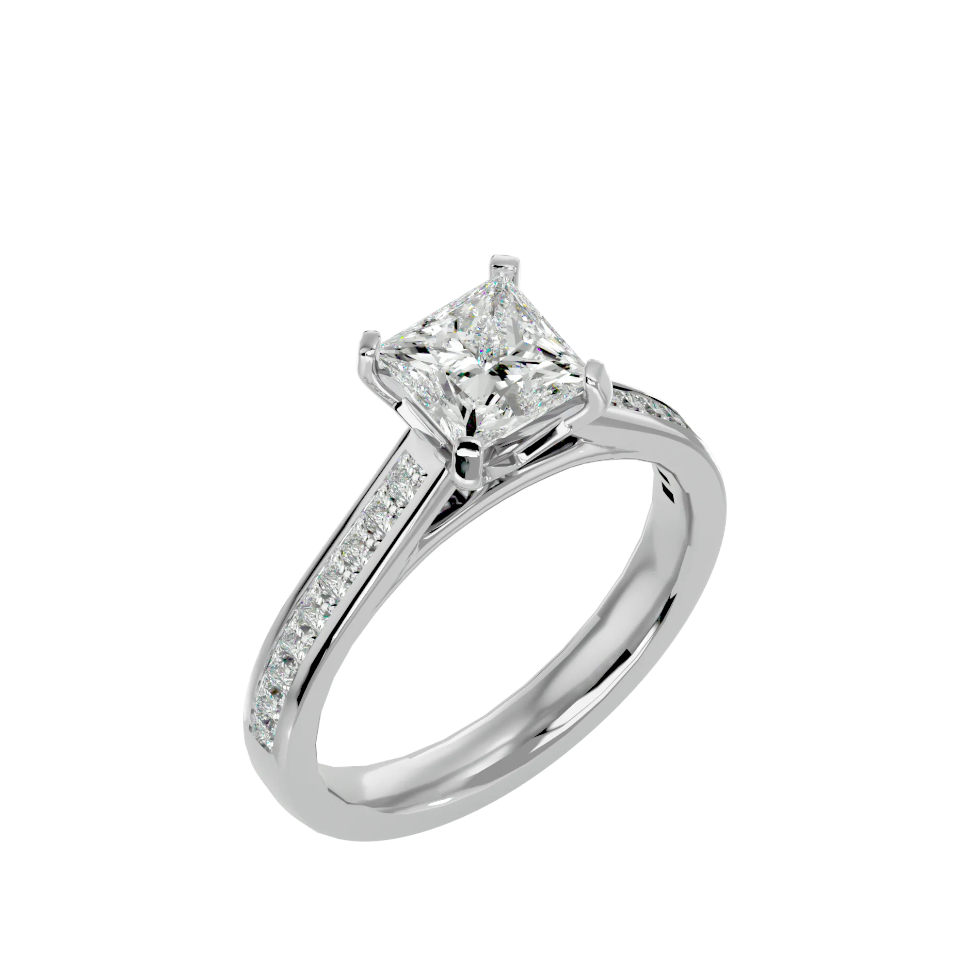1 5/8 ctw Princess-Cut Lab Grown Diamond Side Stone Engagement Ring