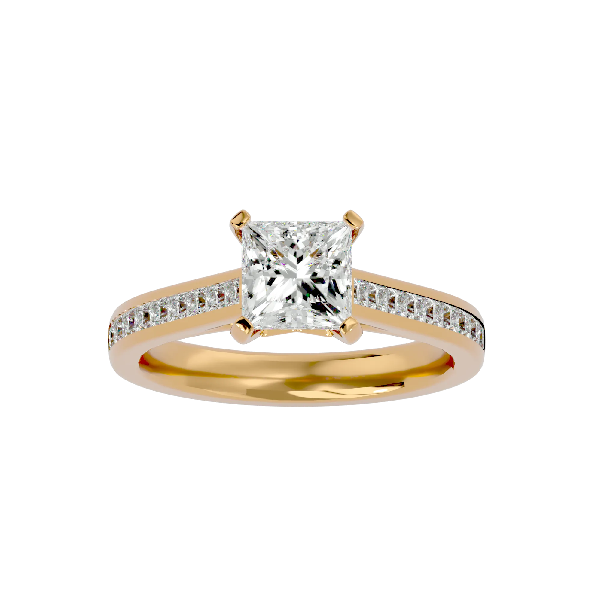 1 5/8 ctw Princess-Cut Lab Grown Diamond Side Stone Engagement Ring