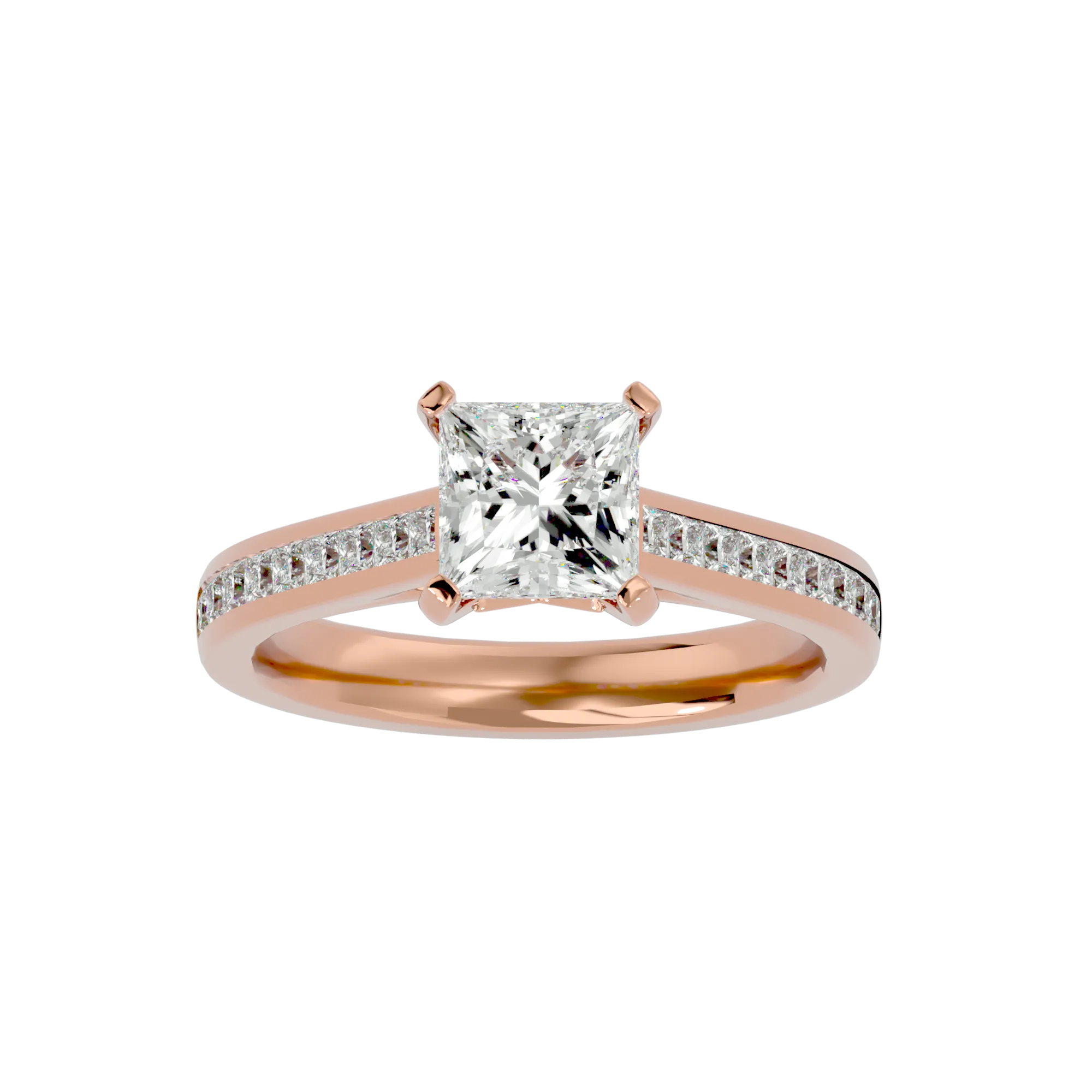 1 5/8 ctw Princess-Cut Lab Grown Diamond Side Stone Engagement Ring