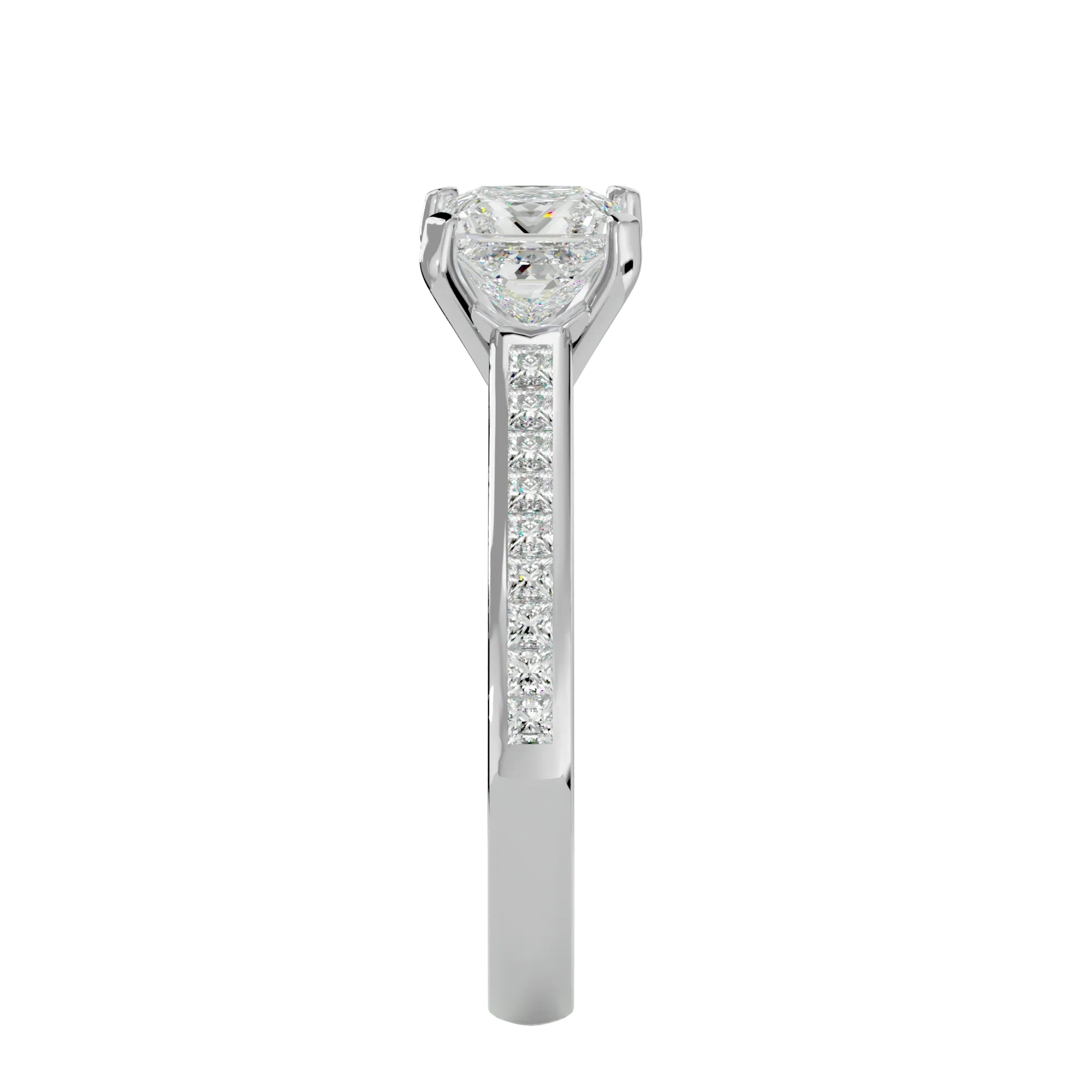 1 5/8 ctw Princess-Cut Lab Grown Diamond Side Stone Engagement Ring
