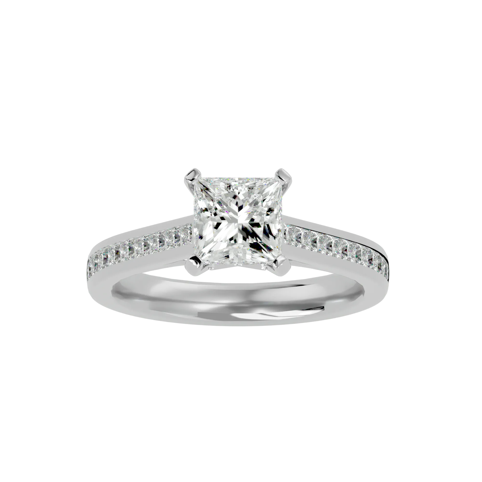 1 5/8 ctw Princess-Cut Lab Grown Diamond Side Stone Engagement Ring