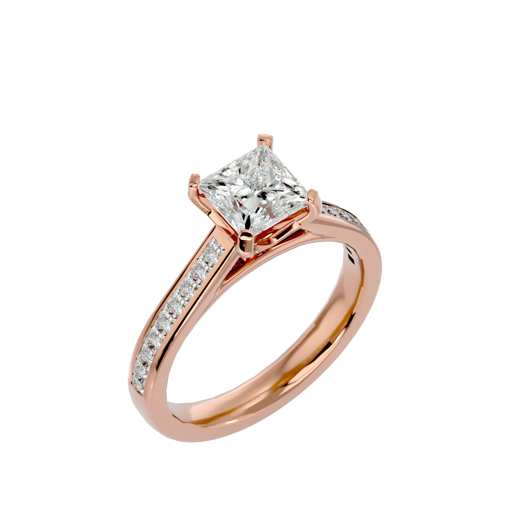 1 5/8 ctw Princess-Cut Lab Grown Diamond Side Stone Engagement Ring