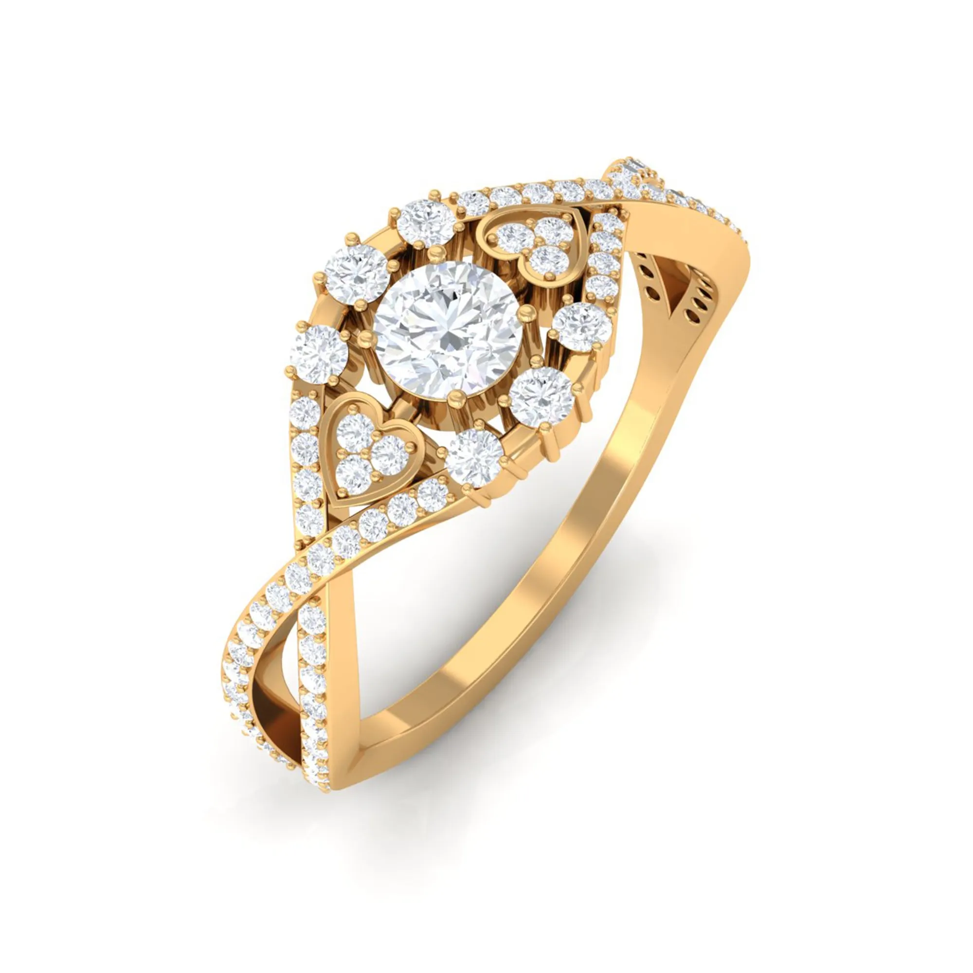 1 CT Moissanite Vintage Crossover Engagement Ring