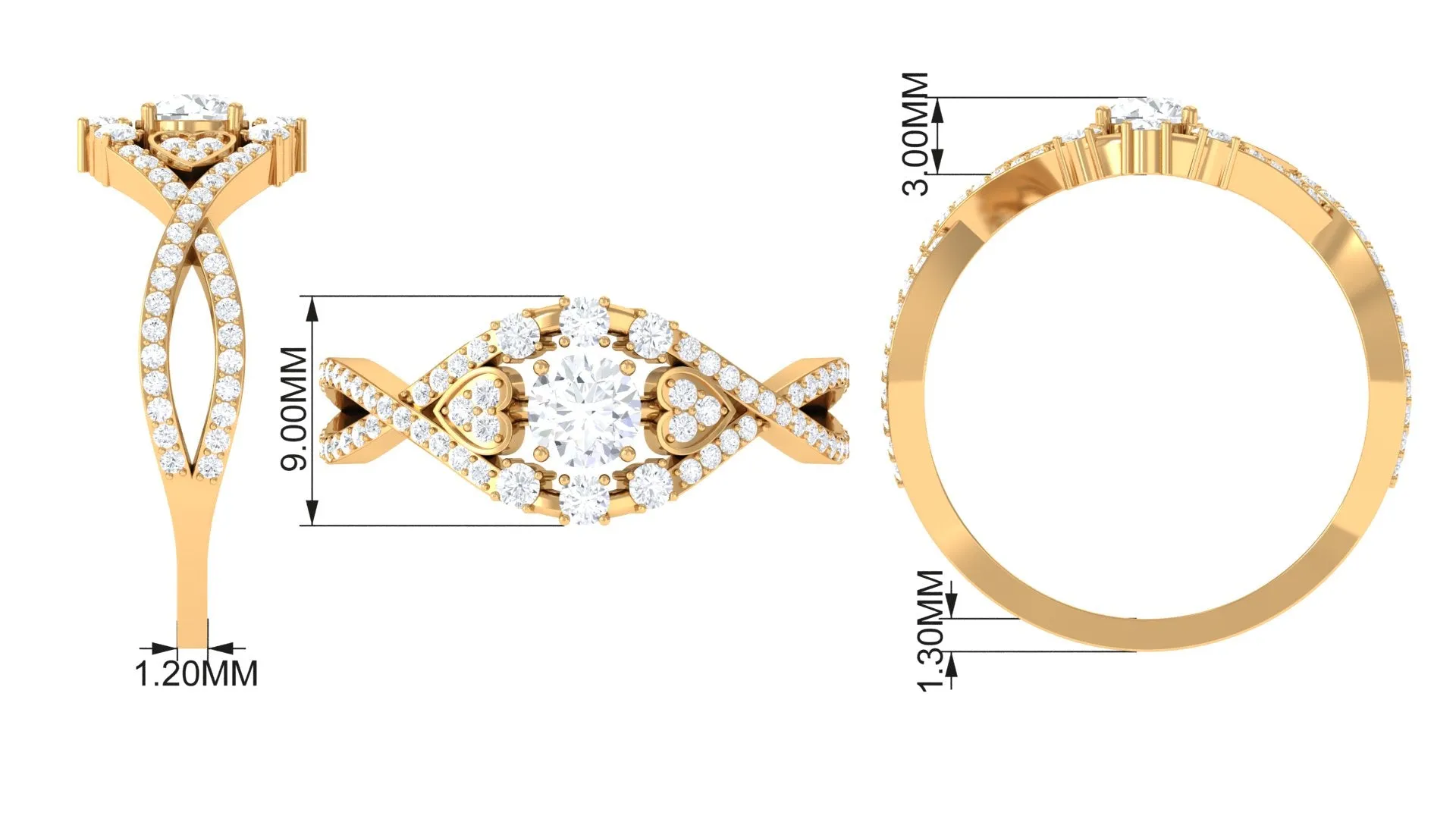 1 CT Moissanite Vintage Crossover Engagement Ring