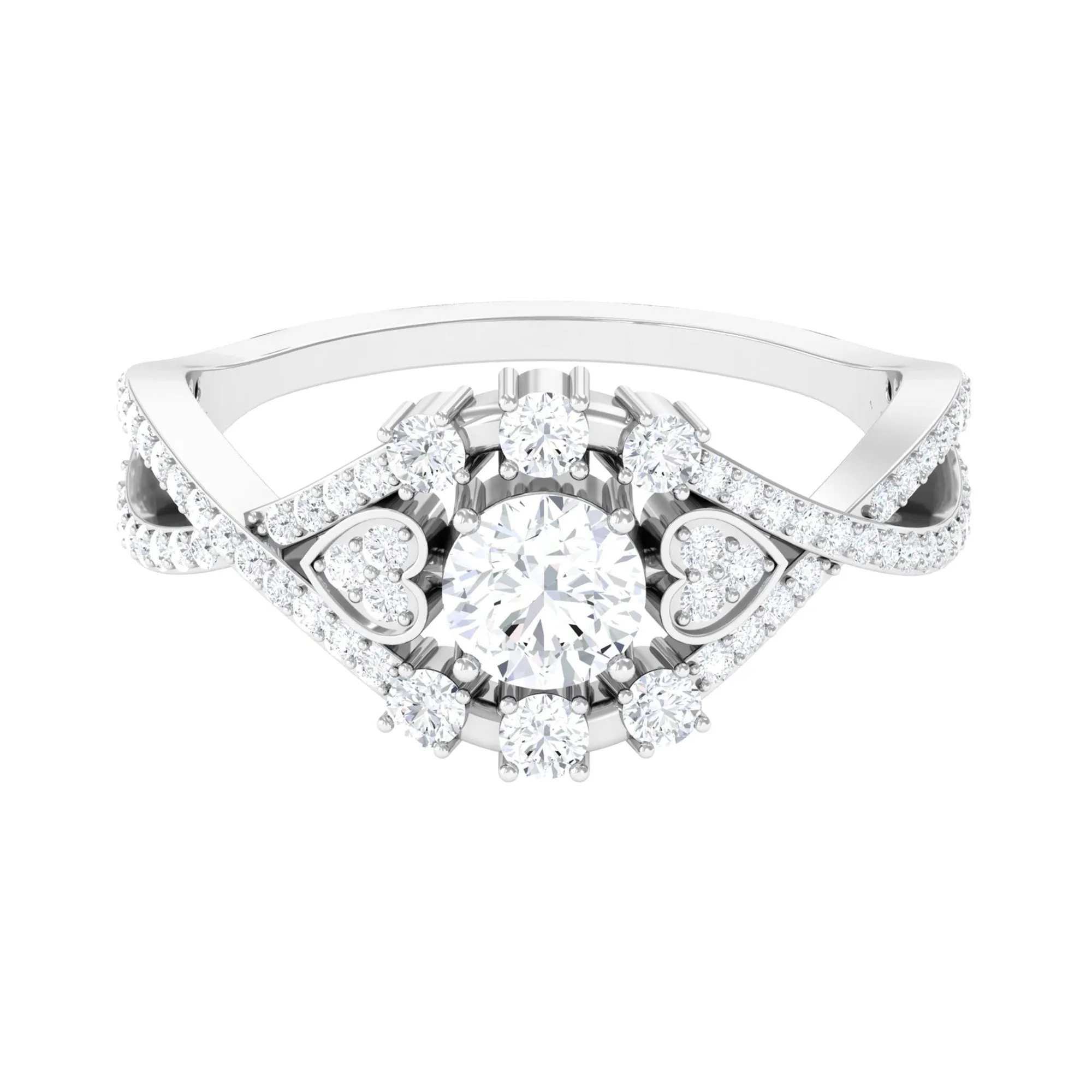 1 CT Moissanite Vintage Crossover Engagement Ring