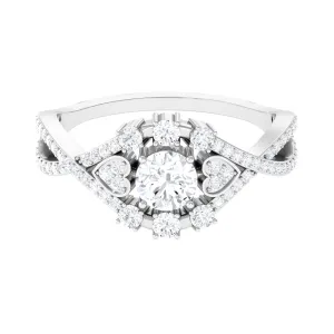 1 CT Moissanite Vintage Crossover Engagement Ring