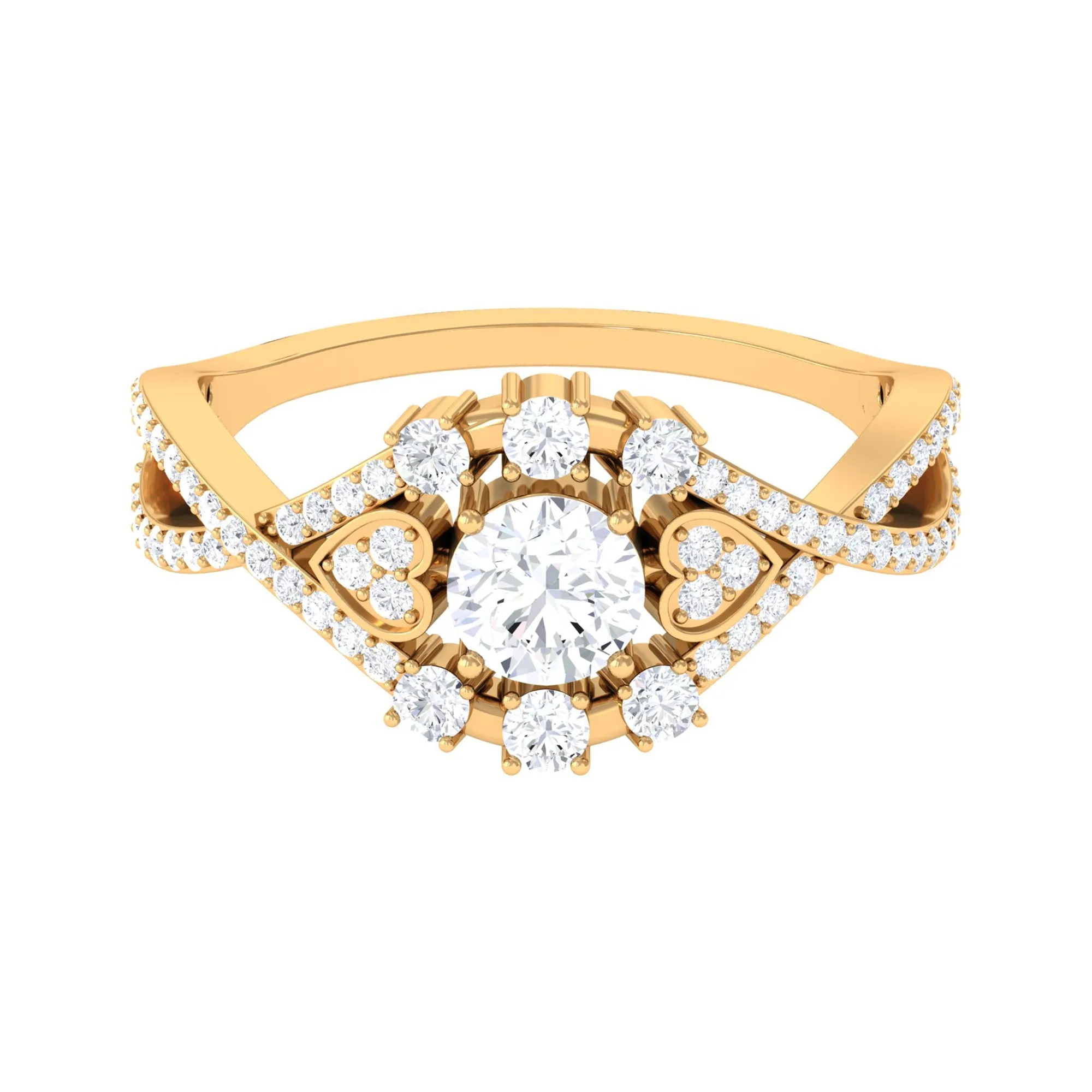 1 CT Moissanite Vintage Crossover Engagement Ring