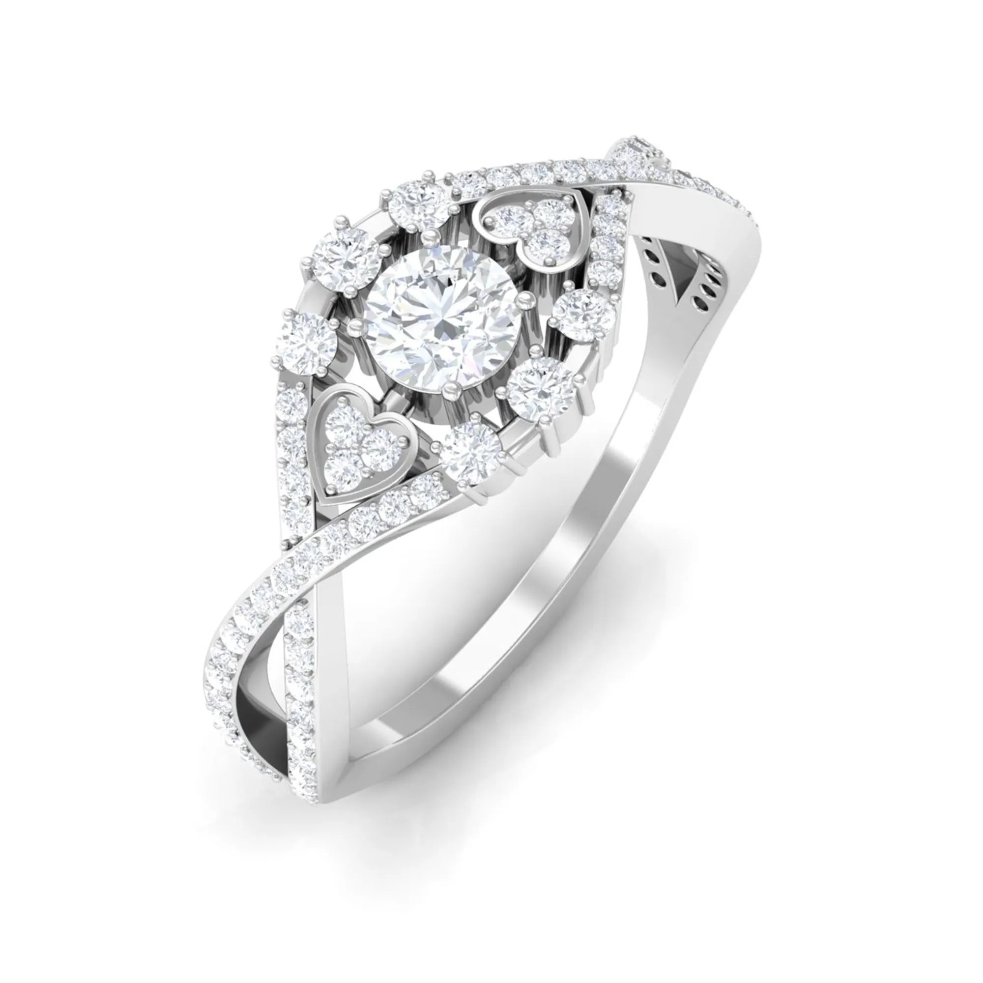 1 CT Moissanite Vintage Crossover Engagement Ring