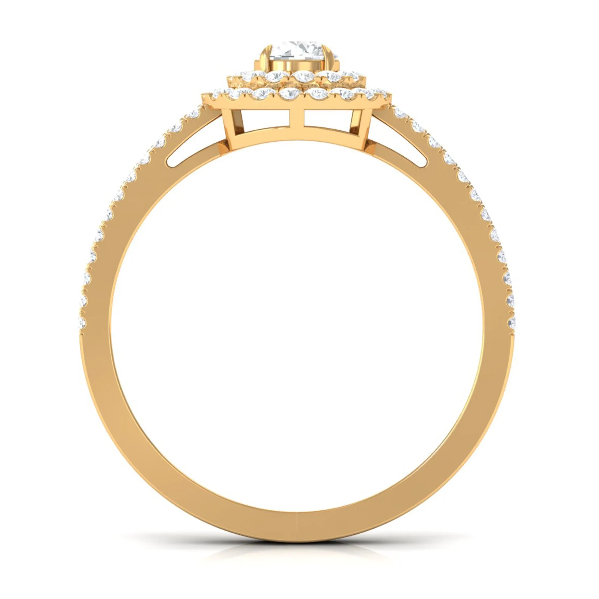 1 CT Zircon Engagement Ring with Double Halo and Side Stones