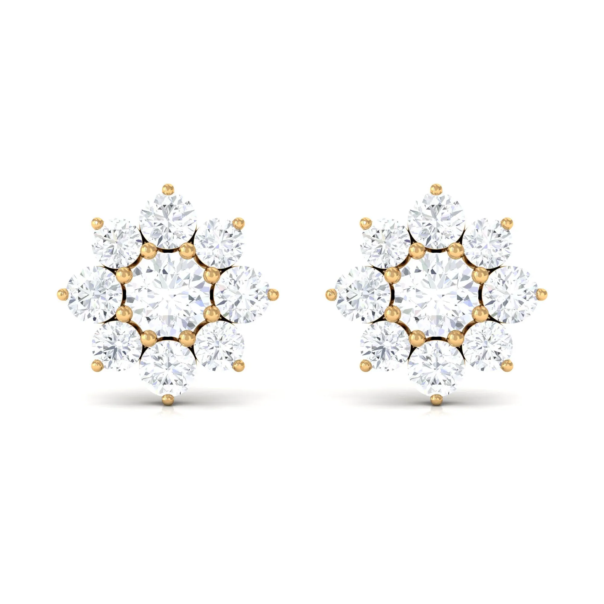 1 CT Zircon Floral Cluster Stud Earrings