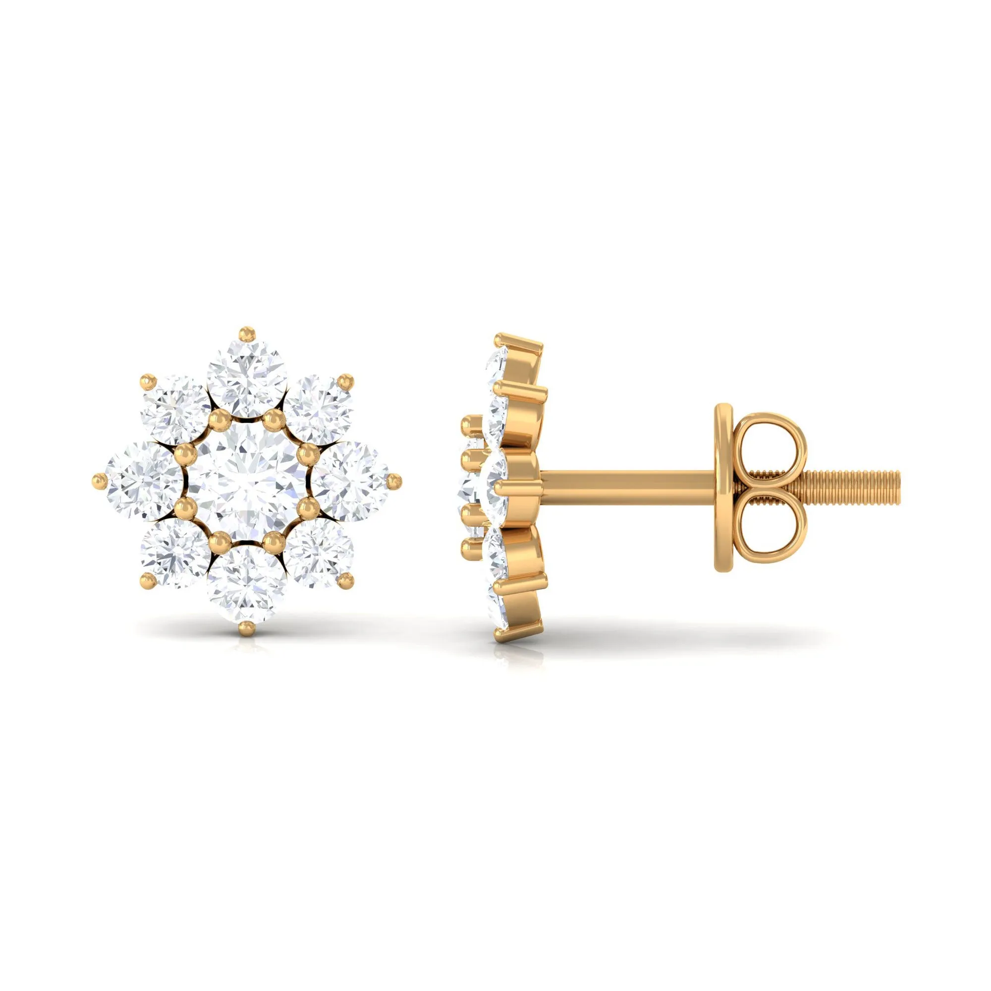 1 CT Zircon Floral Cluster Stud Earrings