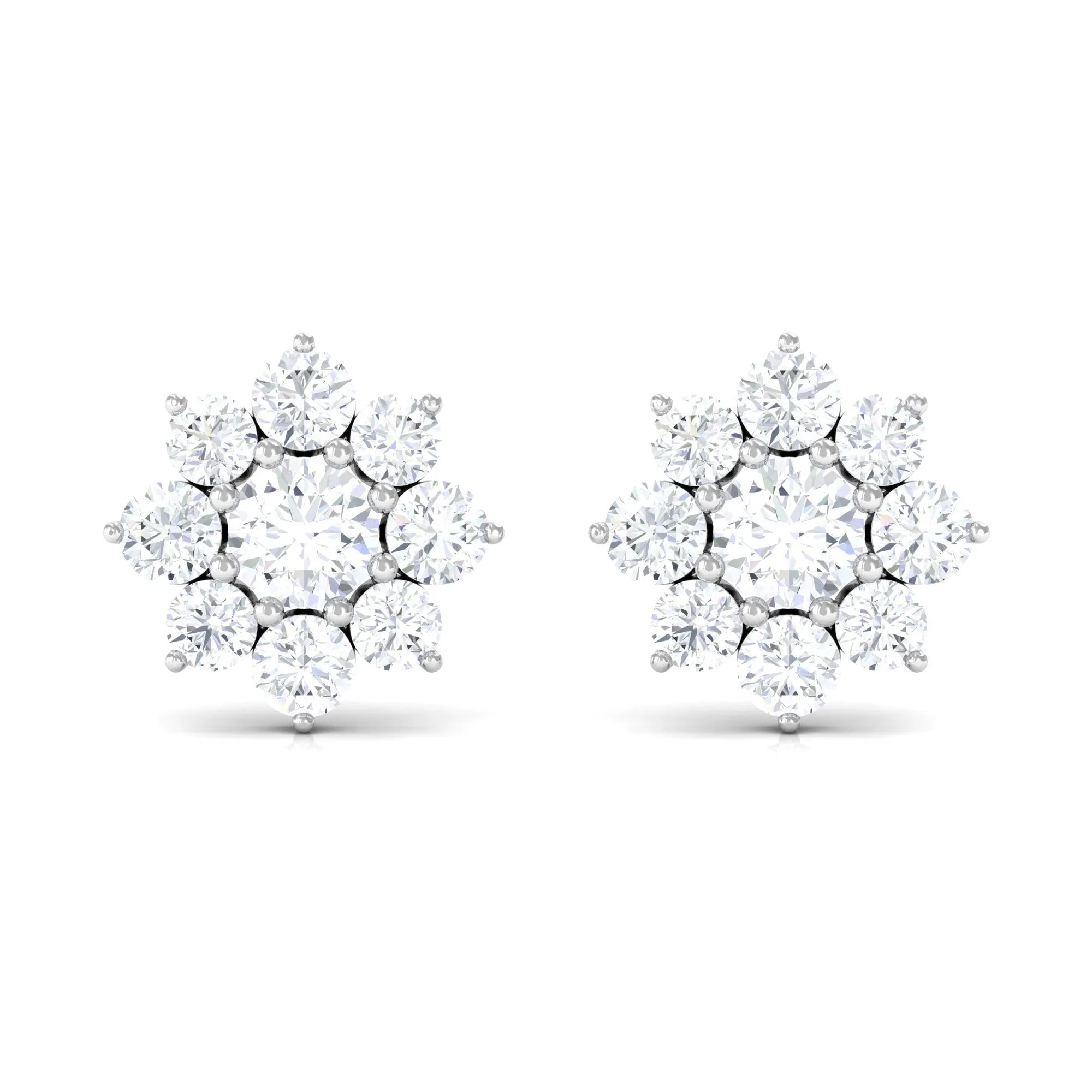 1 CT Zircon Floral Cluster Stud Earrings