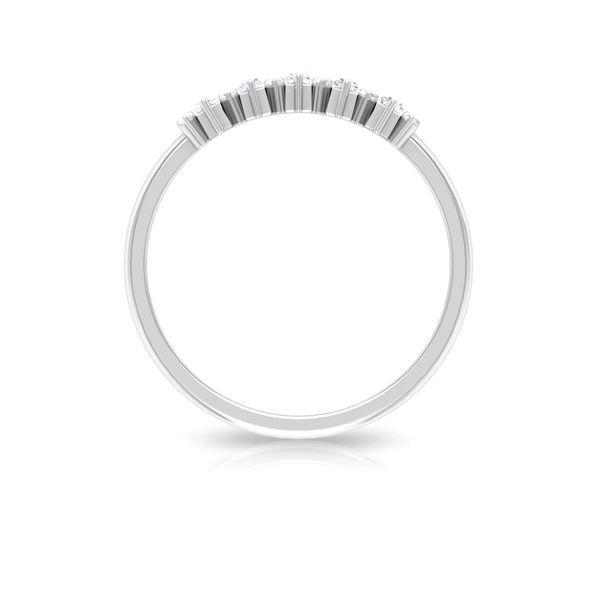1/2 CT Baguette and Round Cut Moissanite Chevron Stackable Ring