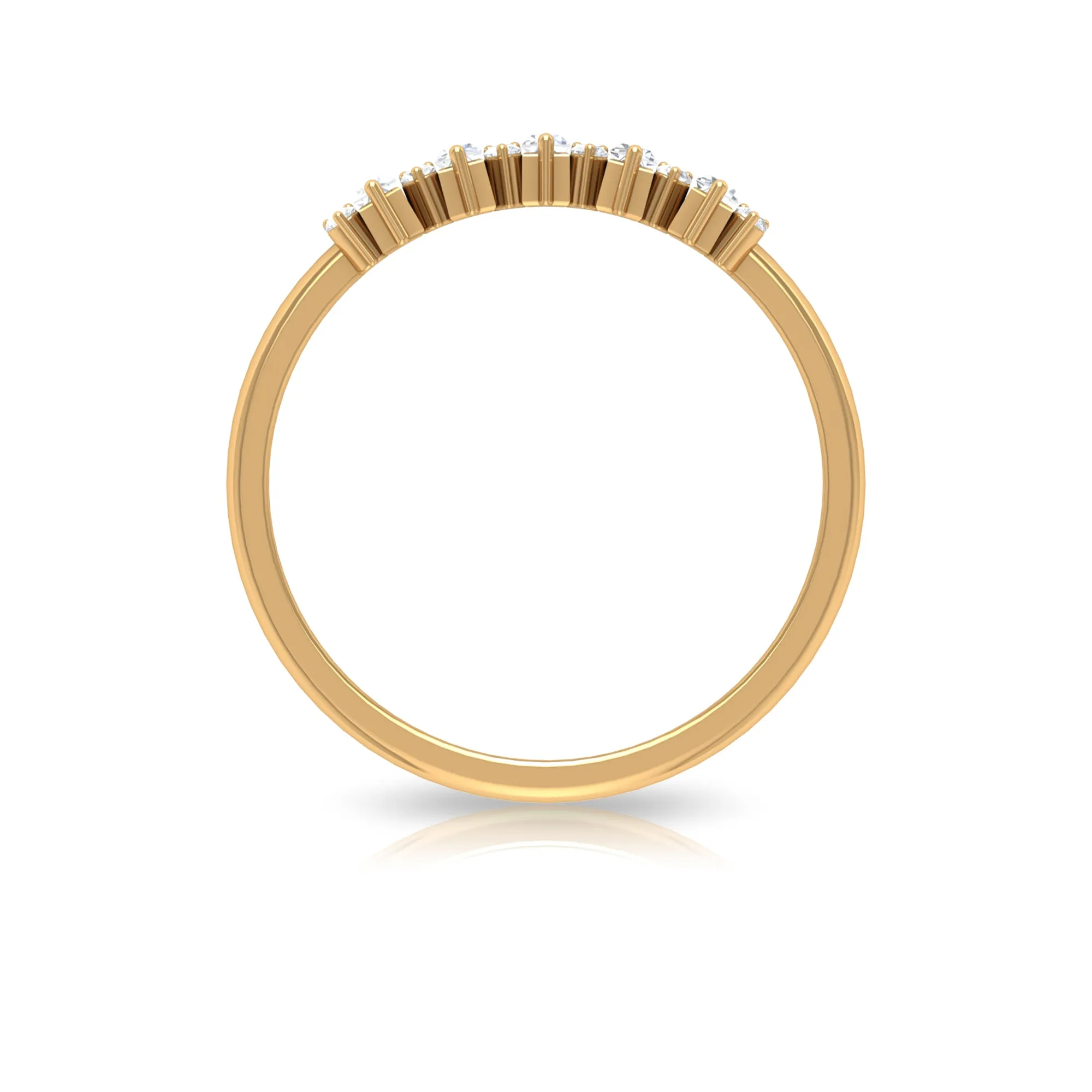 1/2 CT Baguette and Round Cut Moissanite Chevron Stackable Ring
