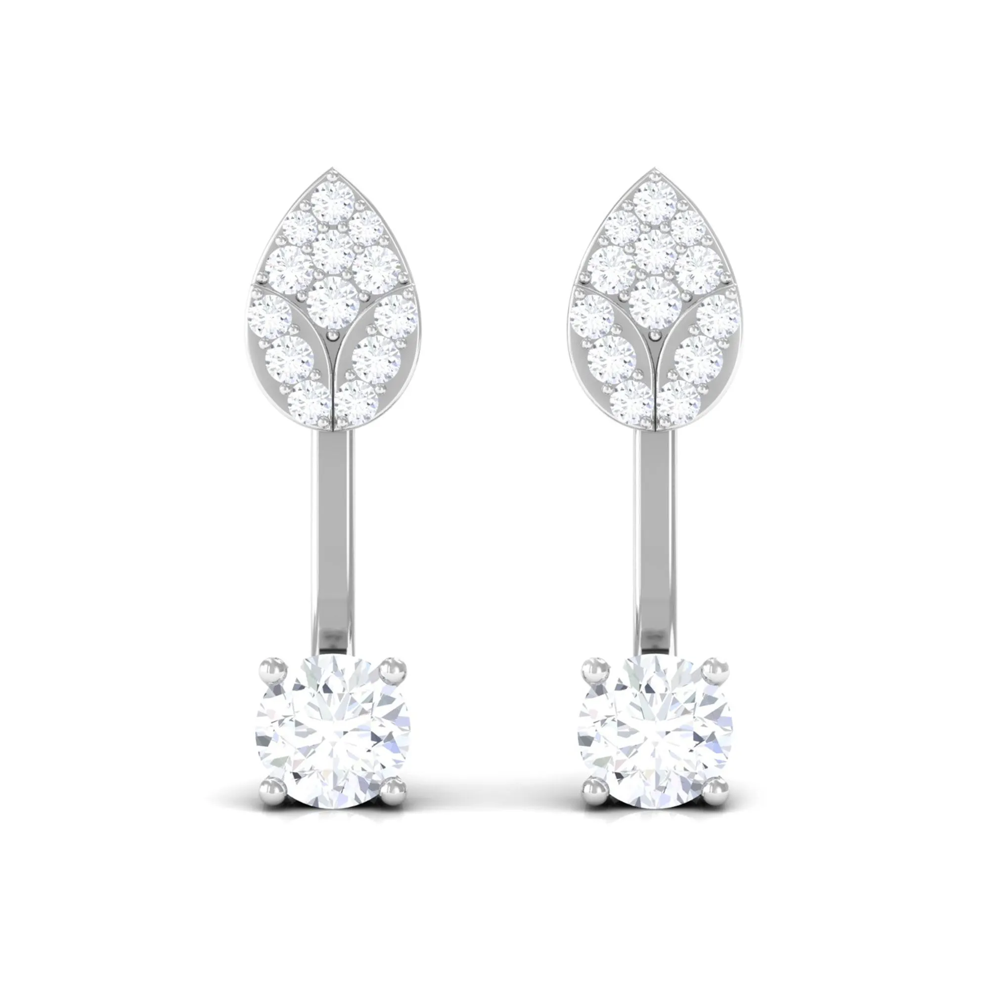 1/2 CT Certified Zircon Gold Leaf Jacket Earrings