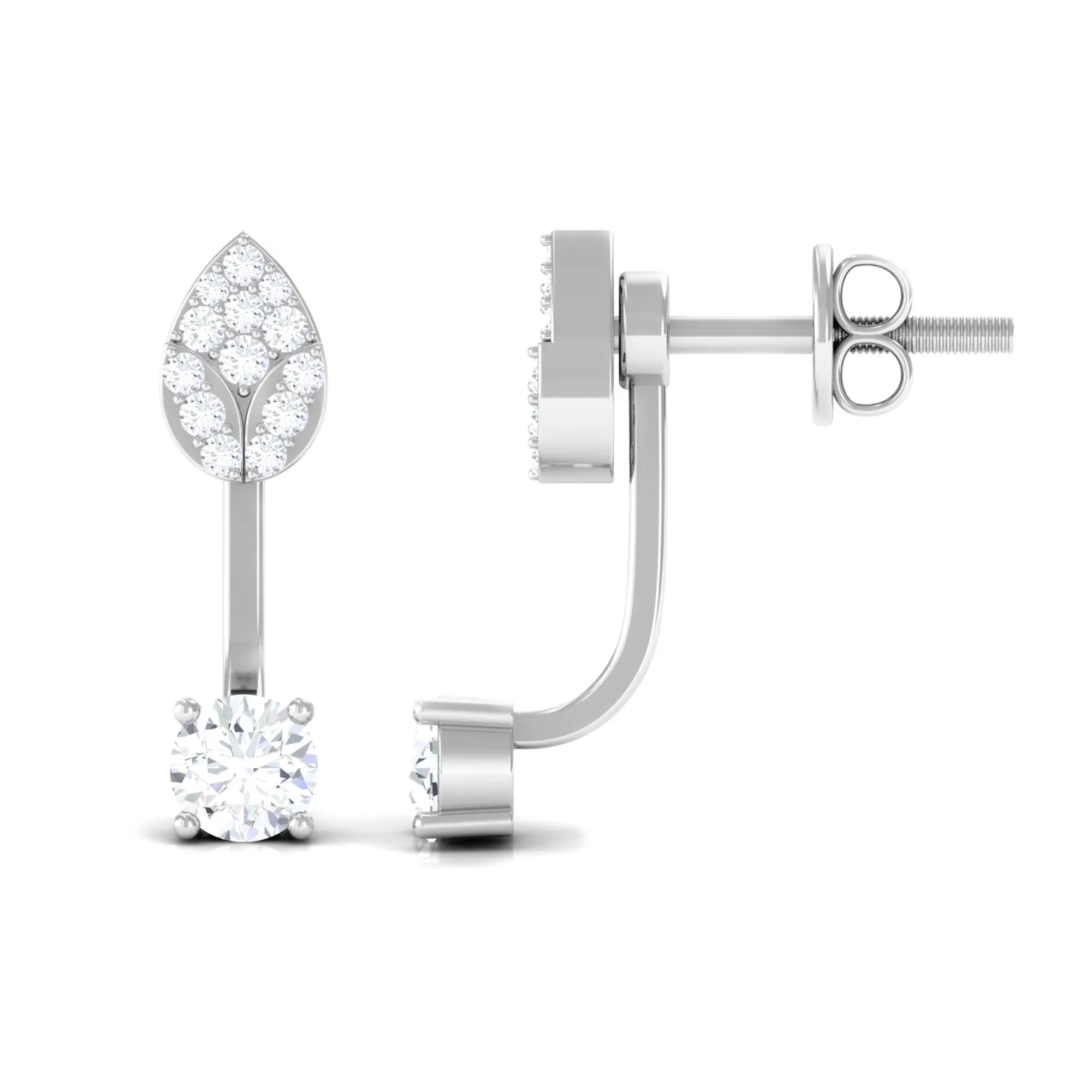 1/2 CT Certified Zircon Gold Leaf Jacket Earrings