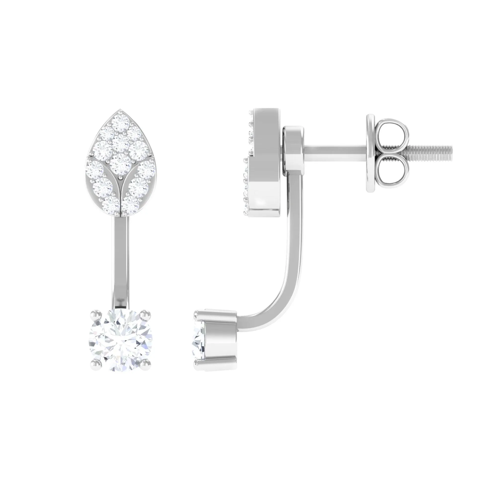 1/2 CT Certified Zircon Gold Leaf Jacket Earrings