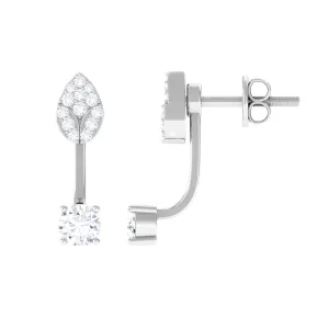 1/2 CT Certified Zircon Gold Leaf Jacket Earrings