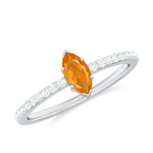 1/2 Ct Fire Opal Marquise Engagement Ring with Diamond