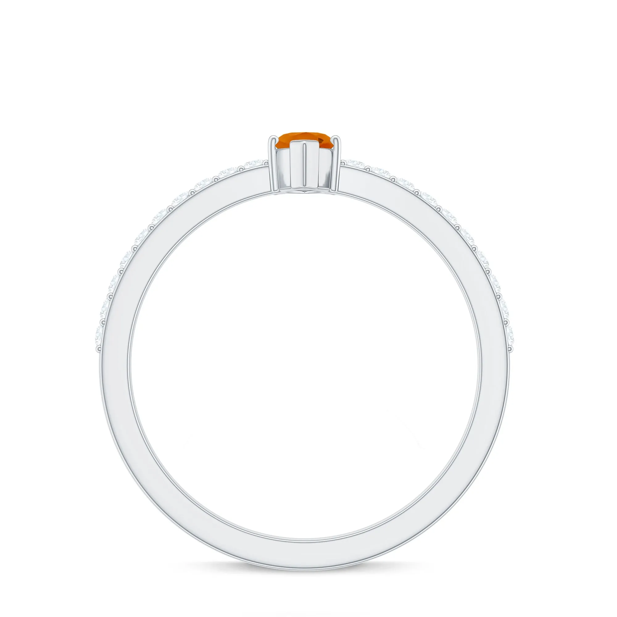 1/2 Ct Fire Opal Marquise Engagement Ring with Diamond