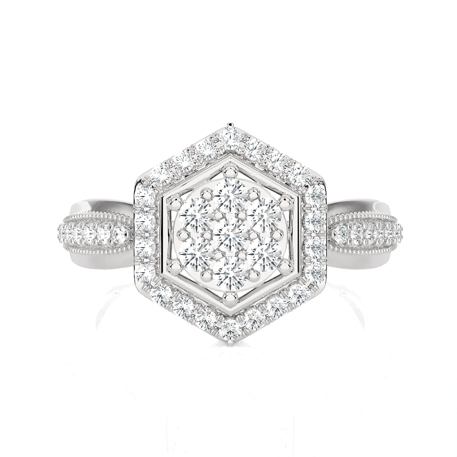 1/2 ctw Round Lab Grown Diamond Halo Engagement Ring