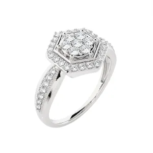 1/2 ctw Round Lab Grown Diamond Halo Engagement Ring