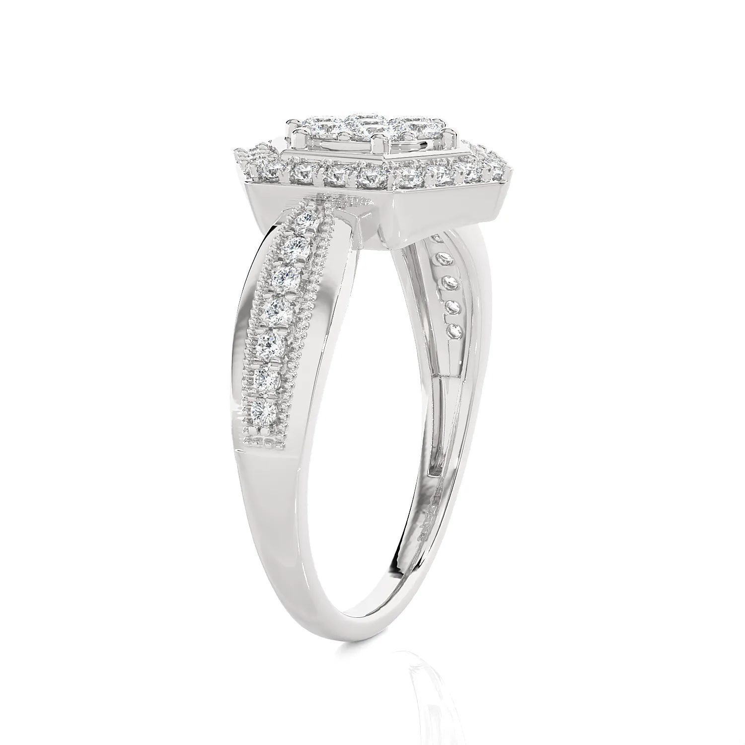 1/2 ctw Round Lab Grown Diamond Halo Engagement Ring