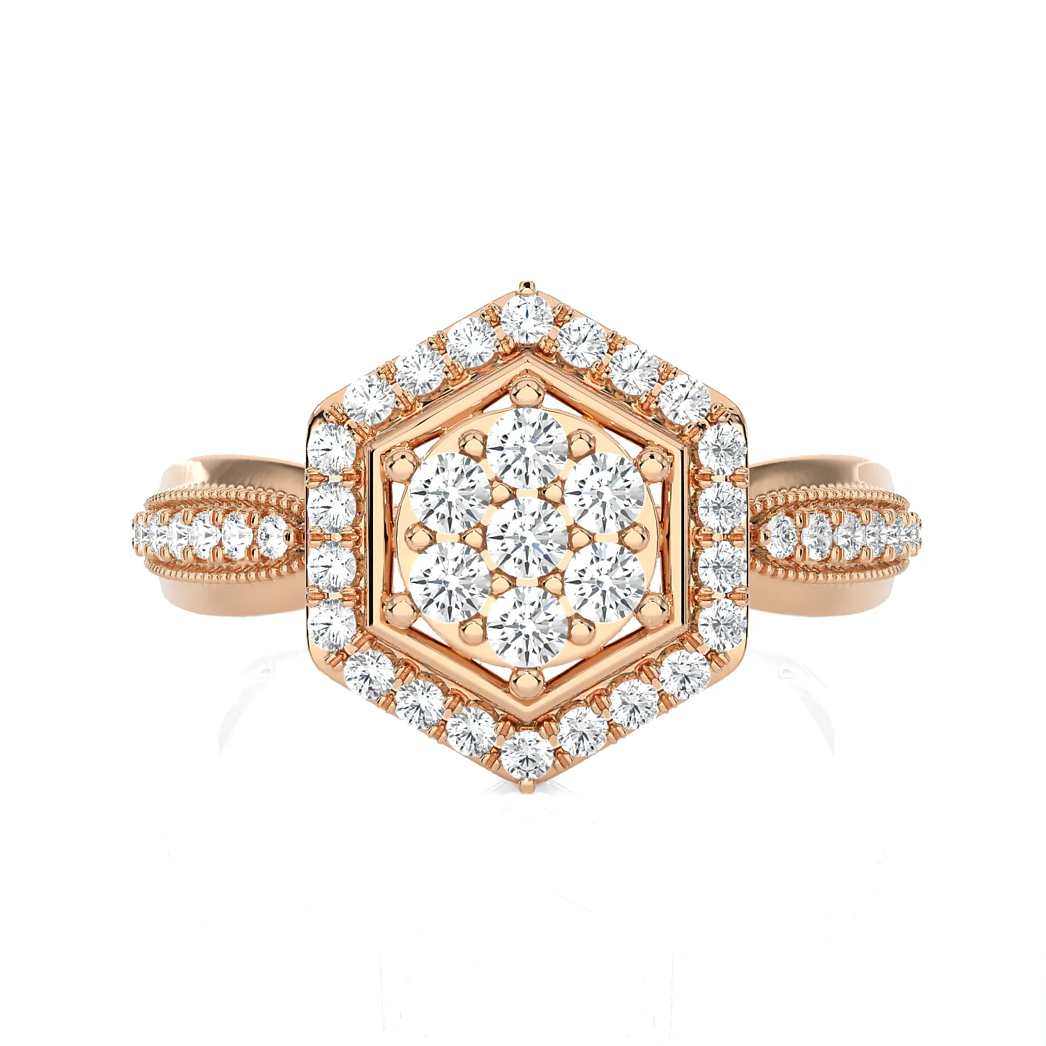 1/2 ctw Round Lab Grown Diamond Halo Engagement Ring