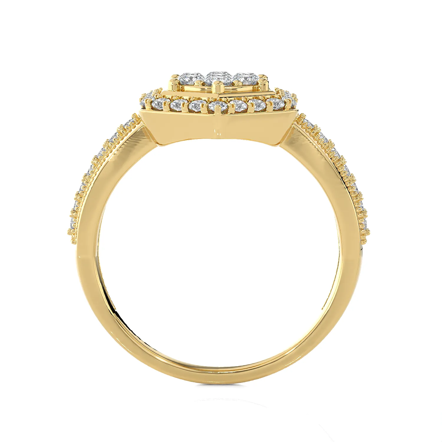 1/2 ctw Round Lab Grown Diamond Halo Engagement Ring