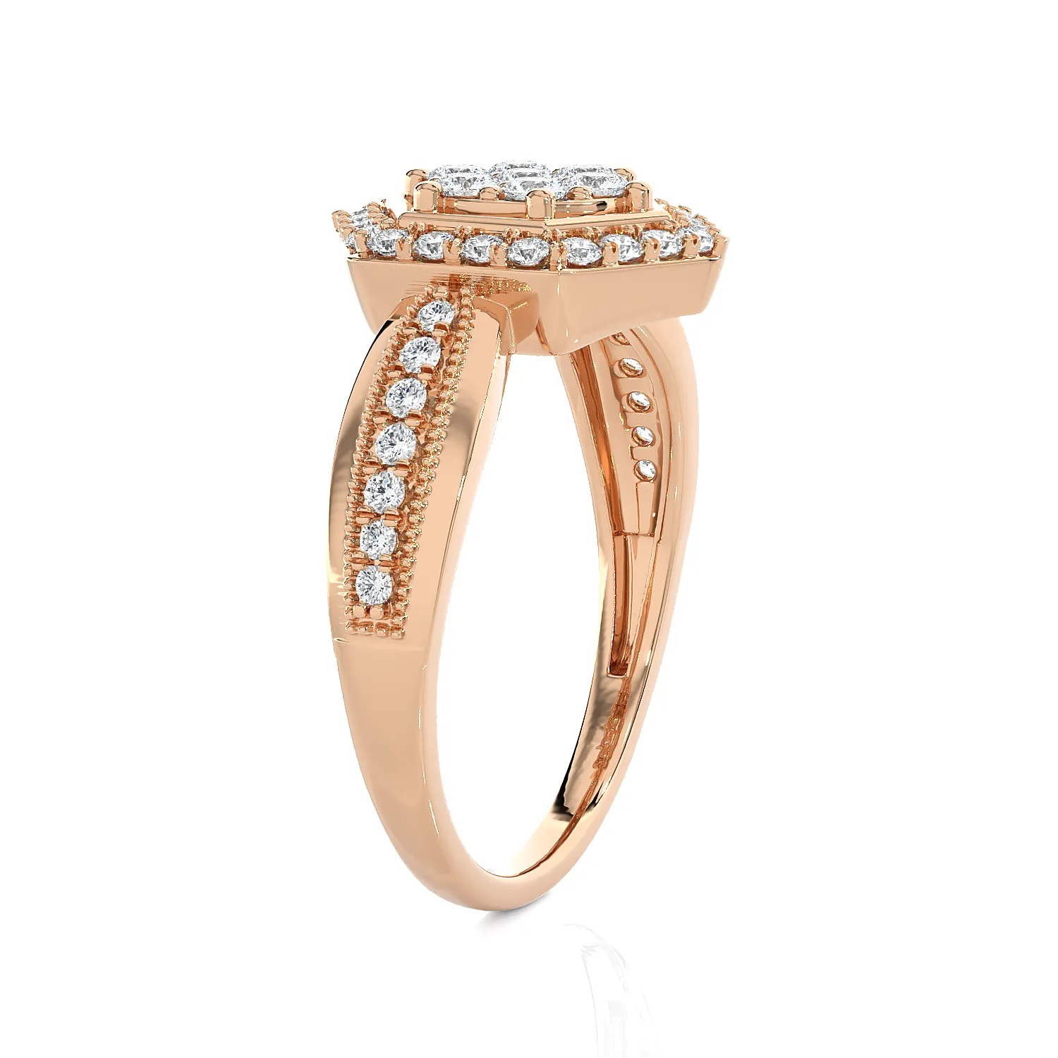 1/2 ctw Round Lab Grown Diamond Halo Engagement Ring