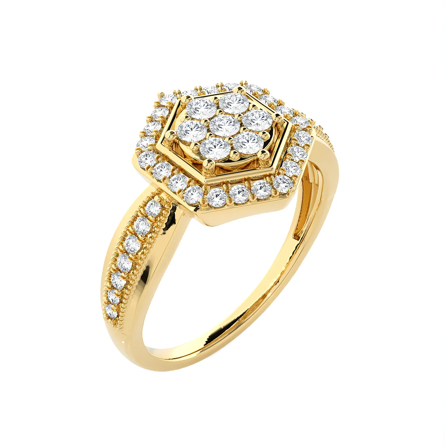 1/2 ctw Round Lab Grown Diamond Halo Engagement Ring