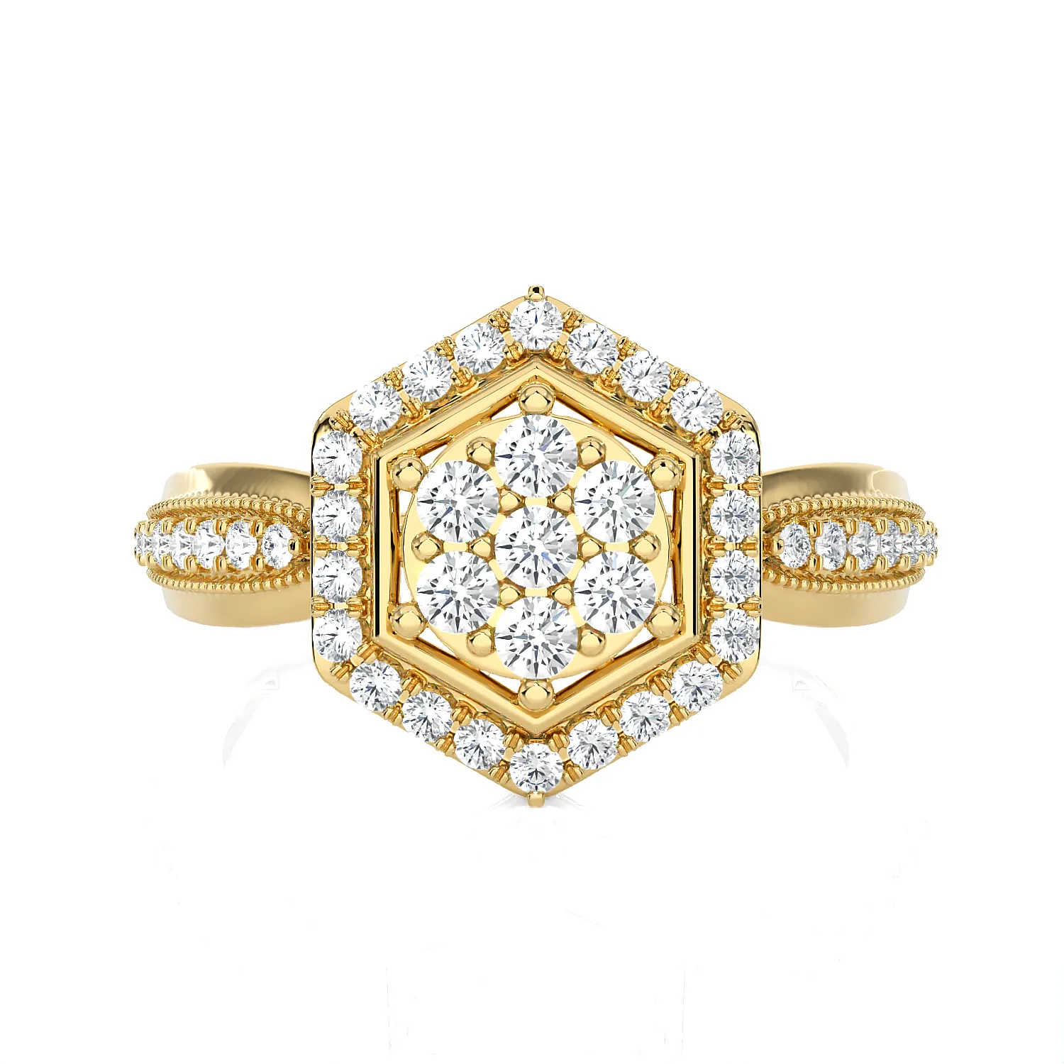 1/2 ctw Round Lab Grown Diamond Halo Engagement Ring