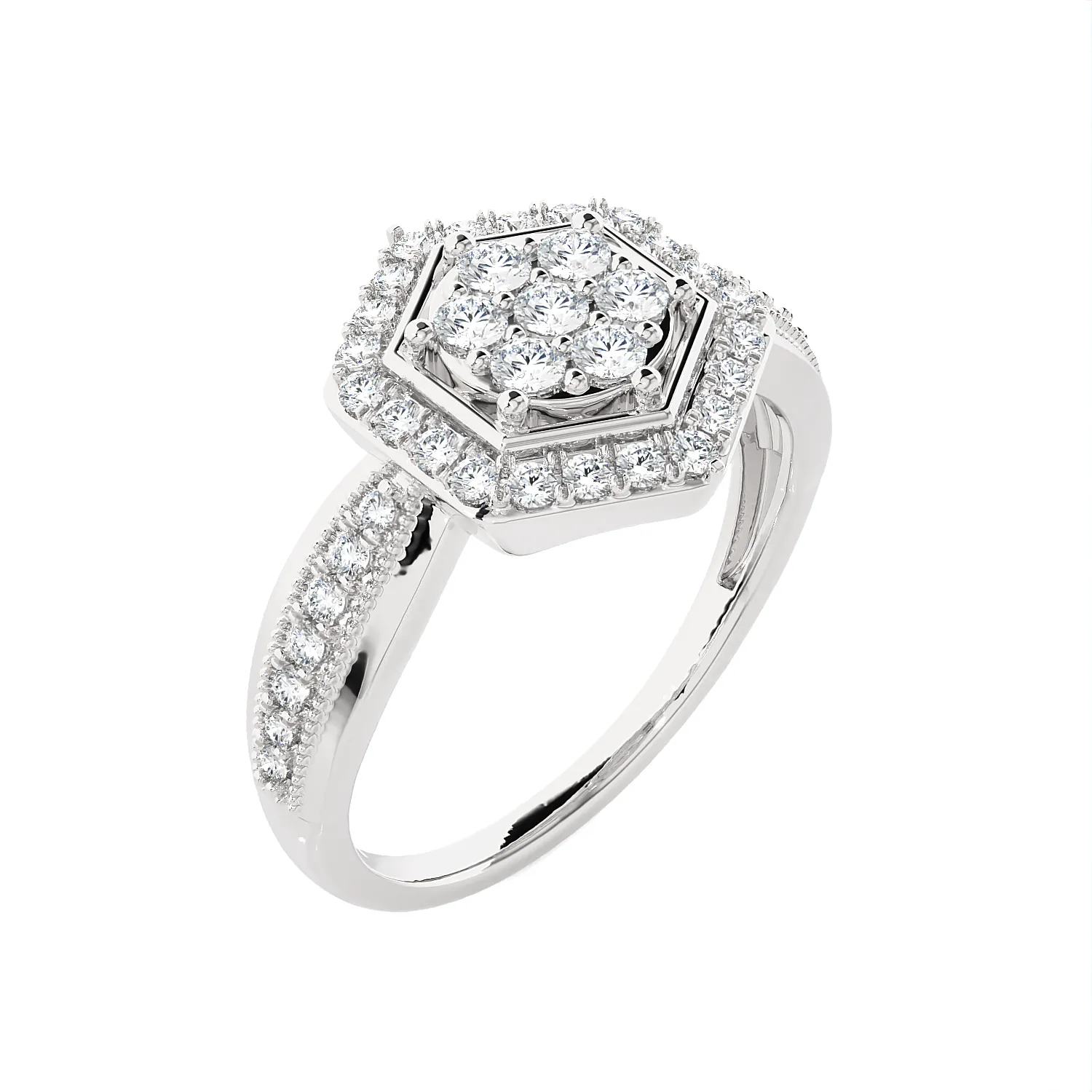 1/2 ctw Round Lab Grown Diamond Halo Engagement Ring