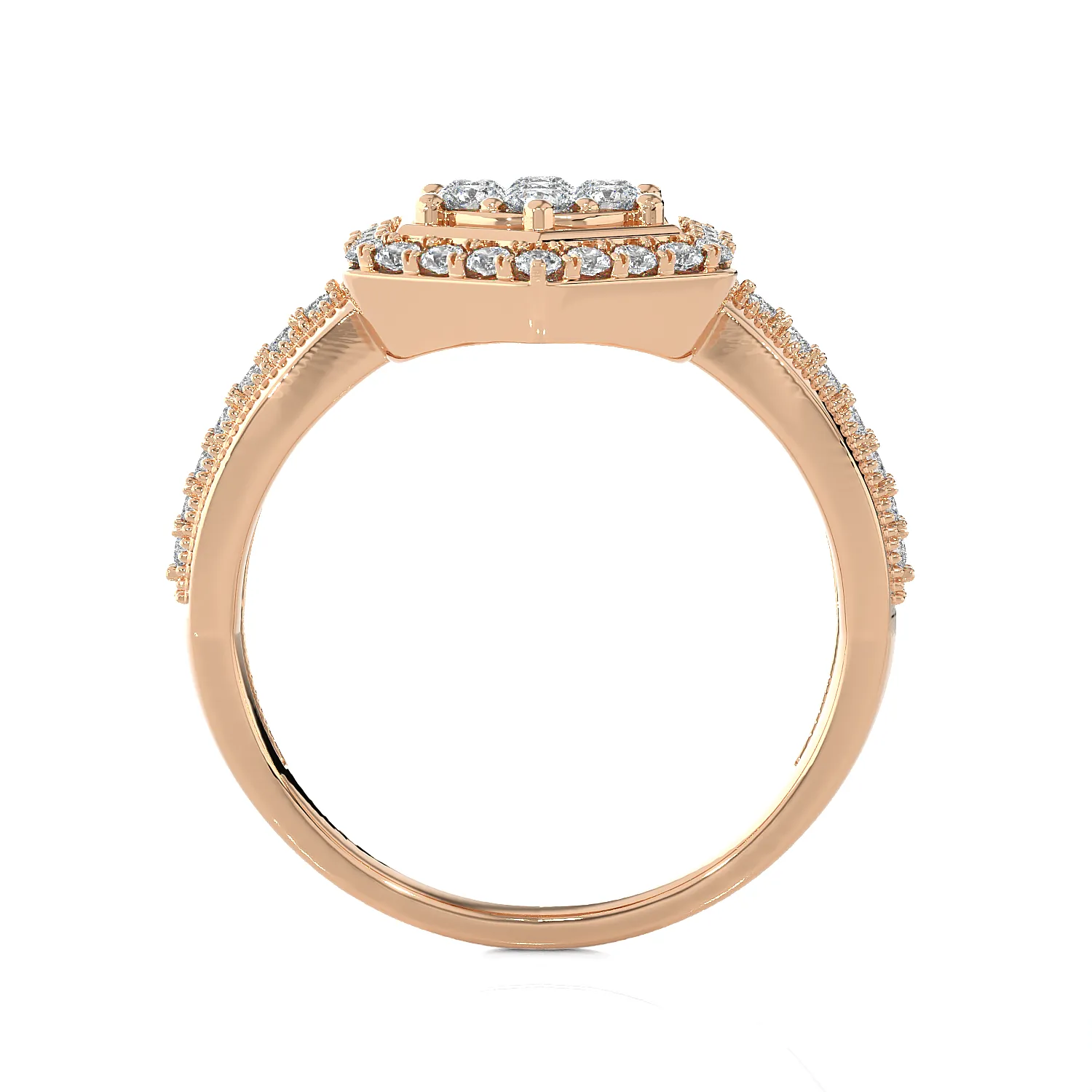 1/2 ctw Round Lab Grown Diamond Halo Engagement Ring