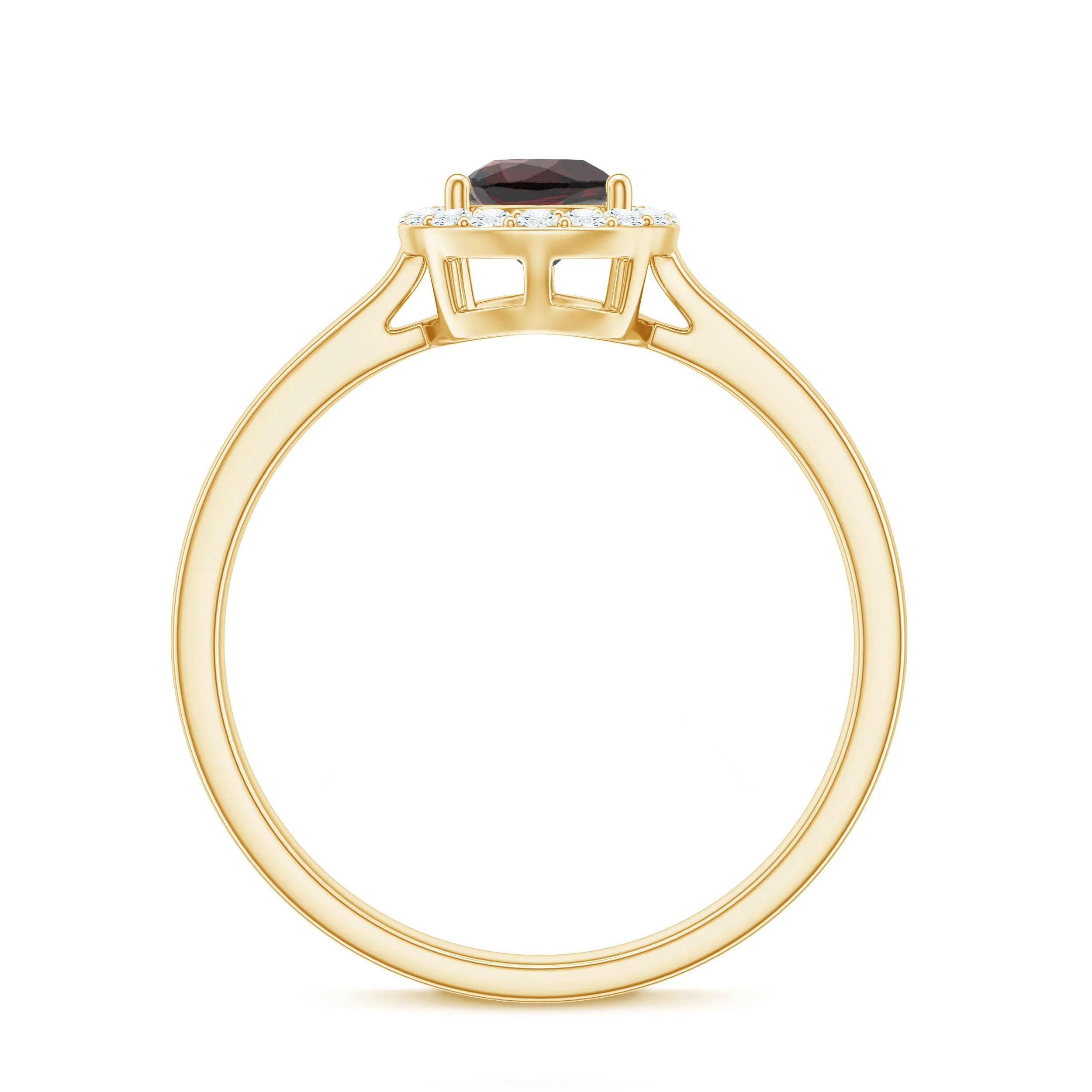 1.25 CT Pear Shape Garnet Ring with Diamond Halo
